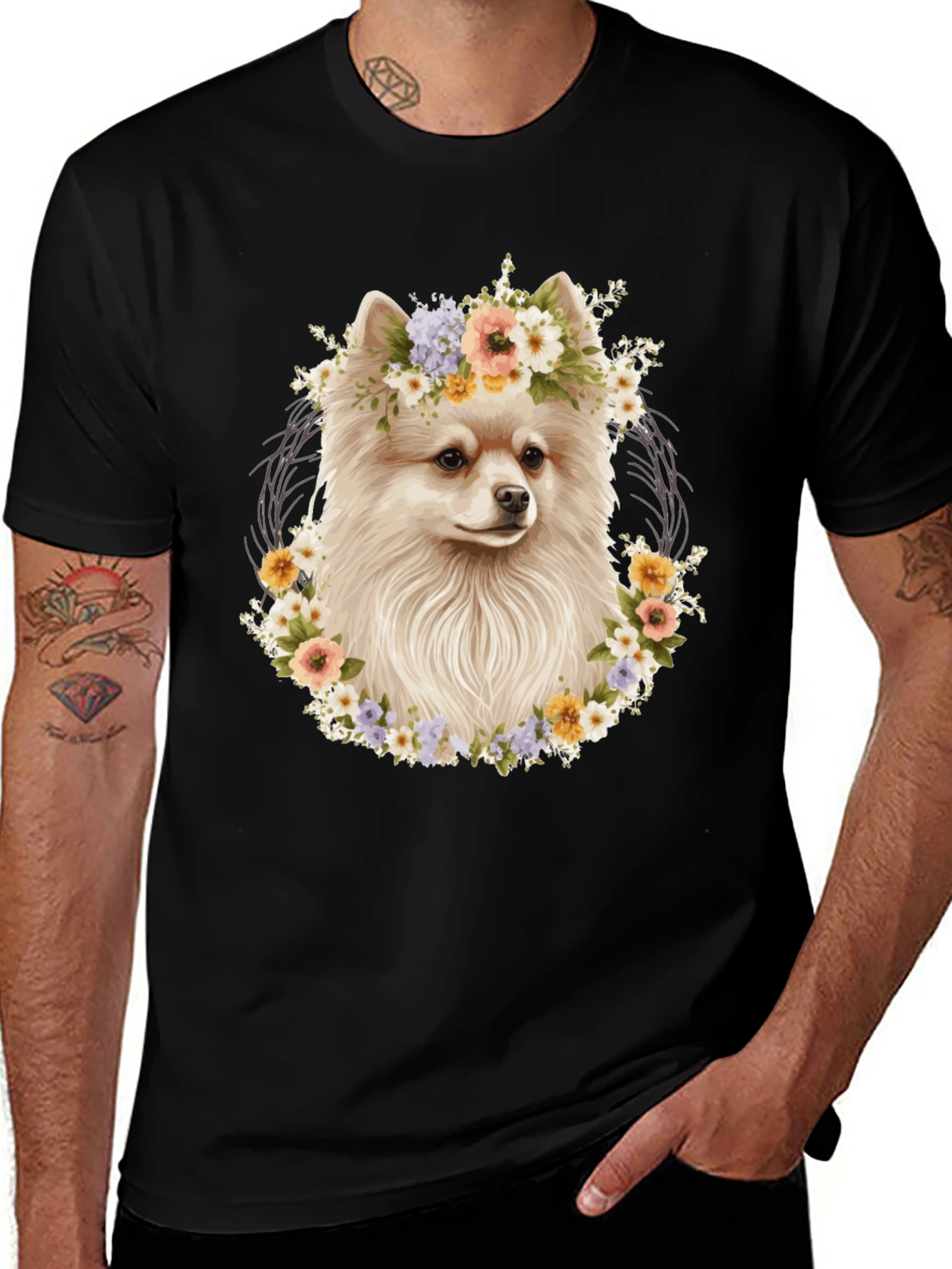Variant 7 of Dog with Floral Crown T-Shirt