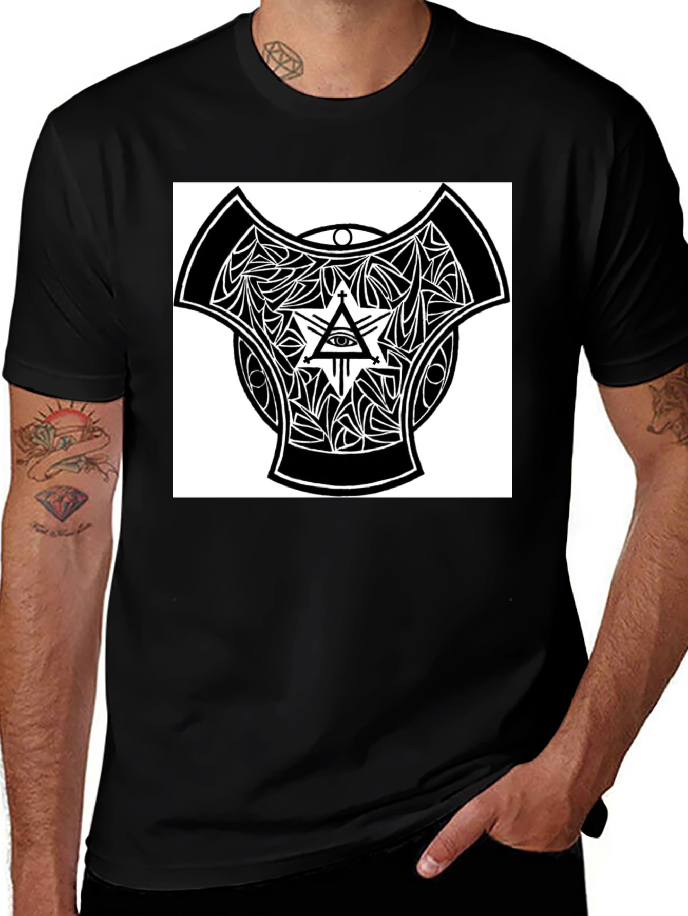 Variant 28 of Eye Pyramid Graphic Black T-Shirt