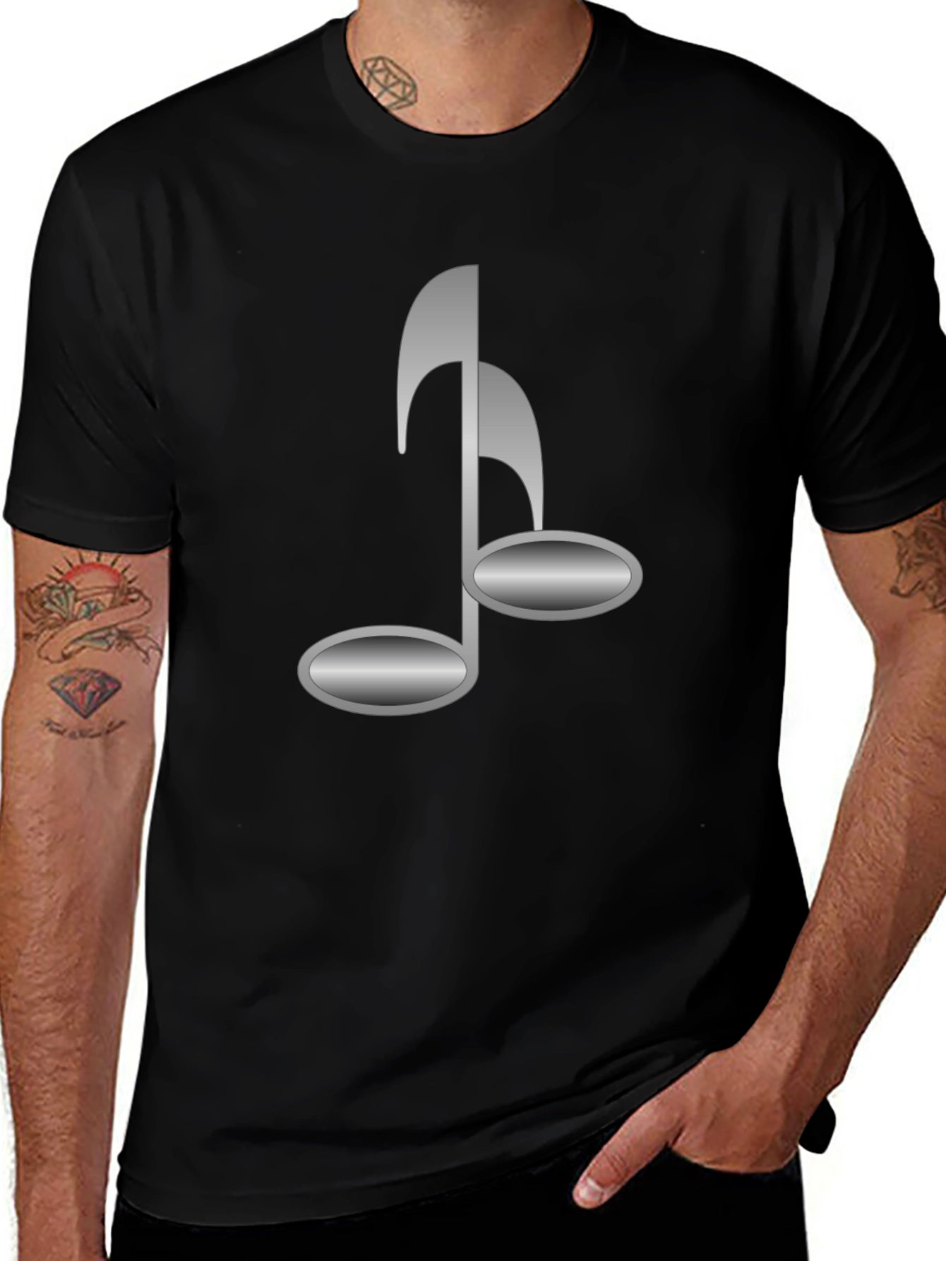 Variant 12 of Black T-Shirt with Musical Note Design