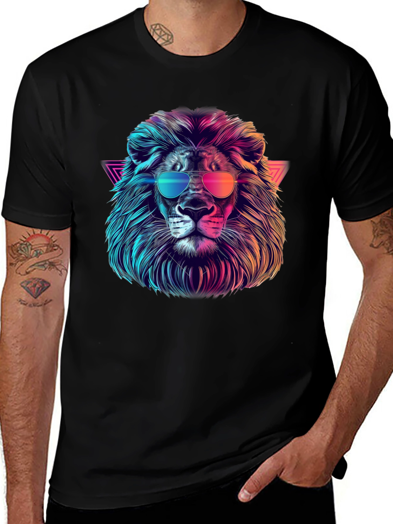 Variant 27 of Cool Lion Graphic Tee - Black T-Shirt