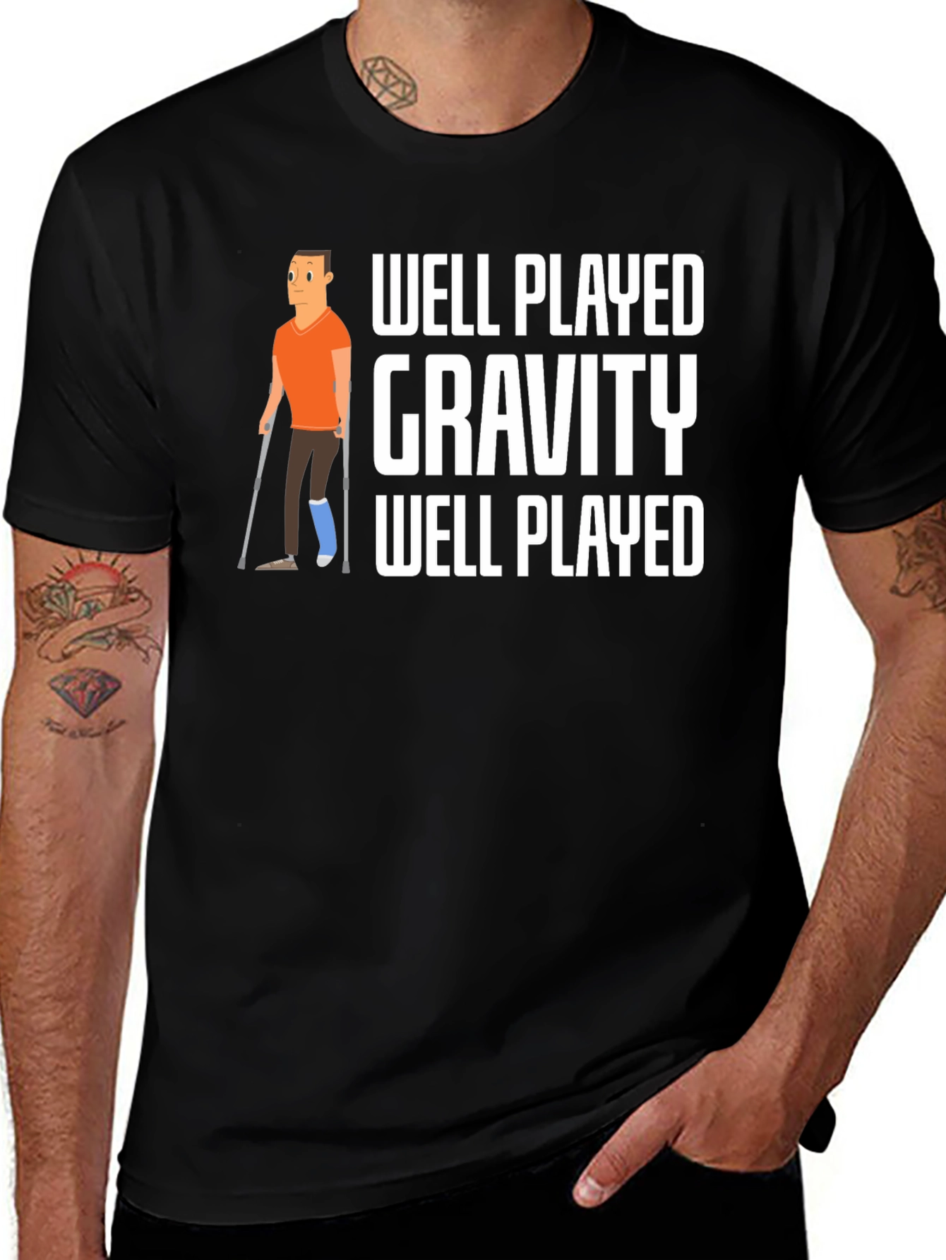 Variant 27 of Well Played Gravity T-Shirt, Funny Injury Tee