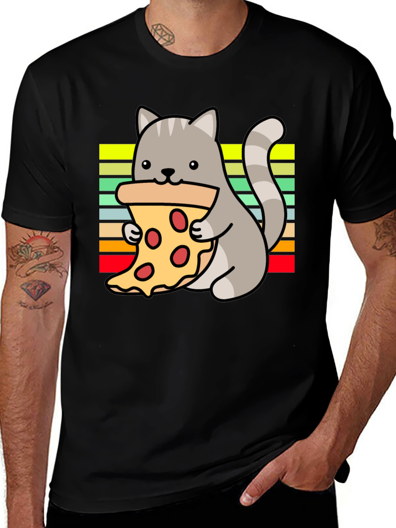 Variant 4 of Cat Pizza Lover T-Shirt - Fun Graphic Tee