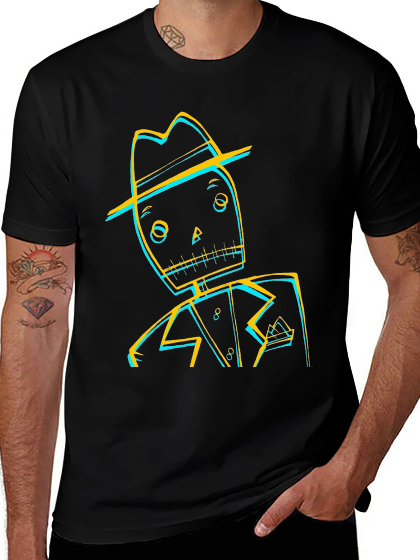 Variant 2 of Cool Graphic Tee - "Gangster" Design - Black T-Shirt