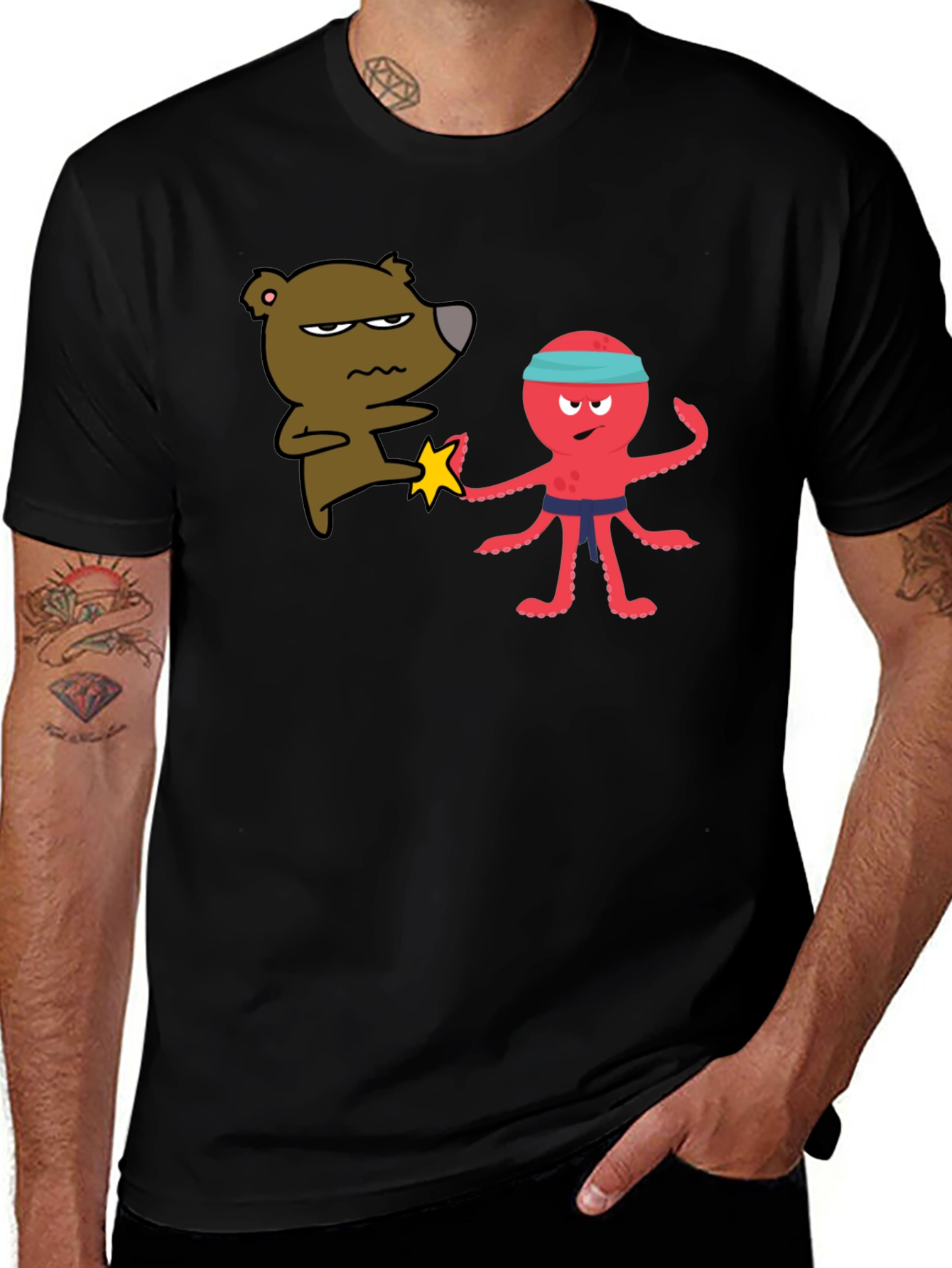 Variant 13 of Bear vs Octopus T-Shirt - Martial Arts Funny Tee