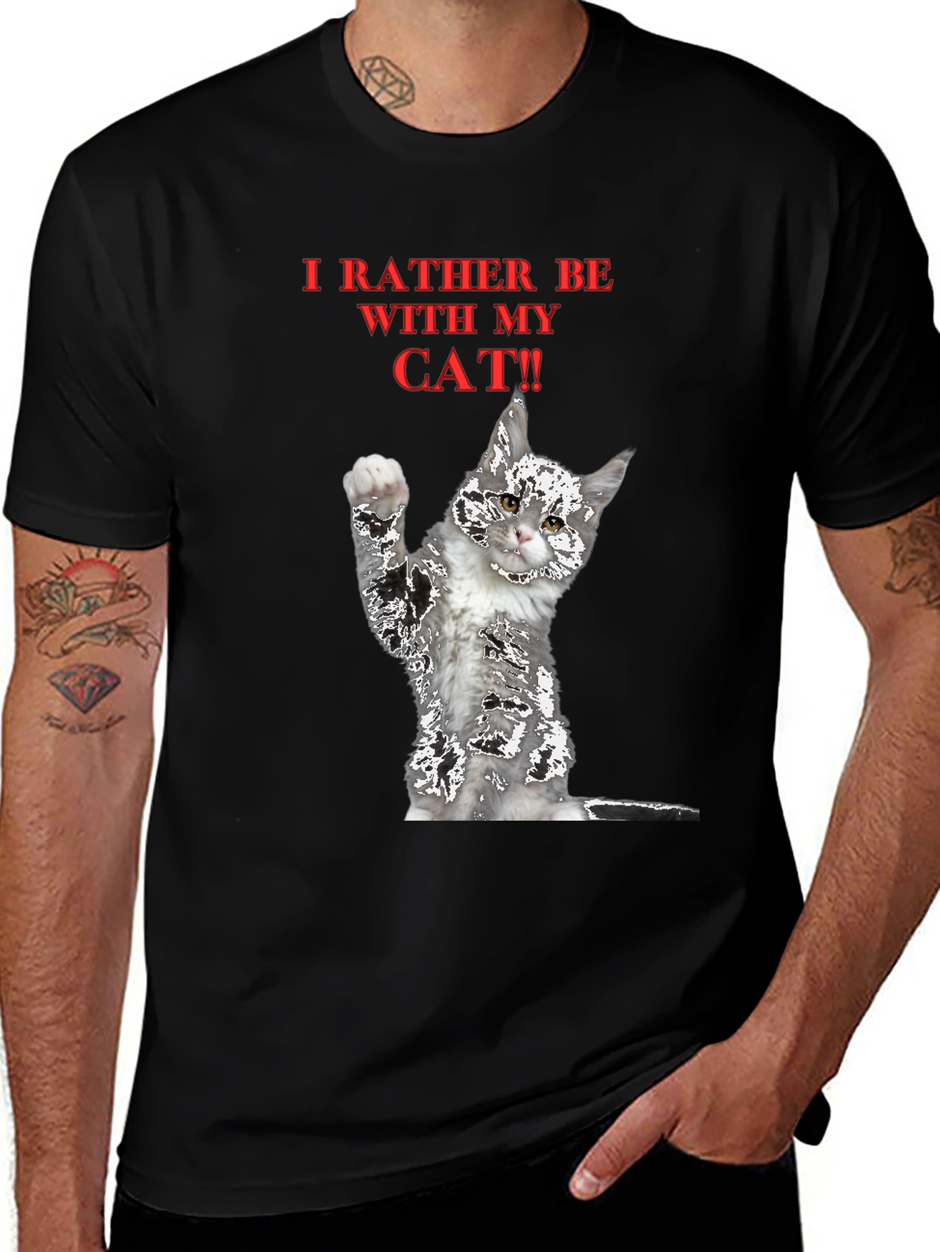 Variant 18 of Cat Lover T-Shirt - I Rather Be With My Cat!