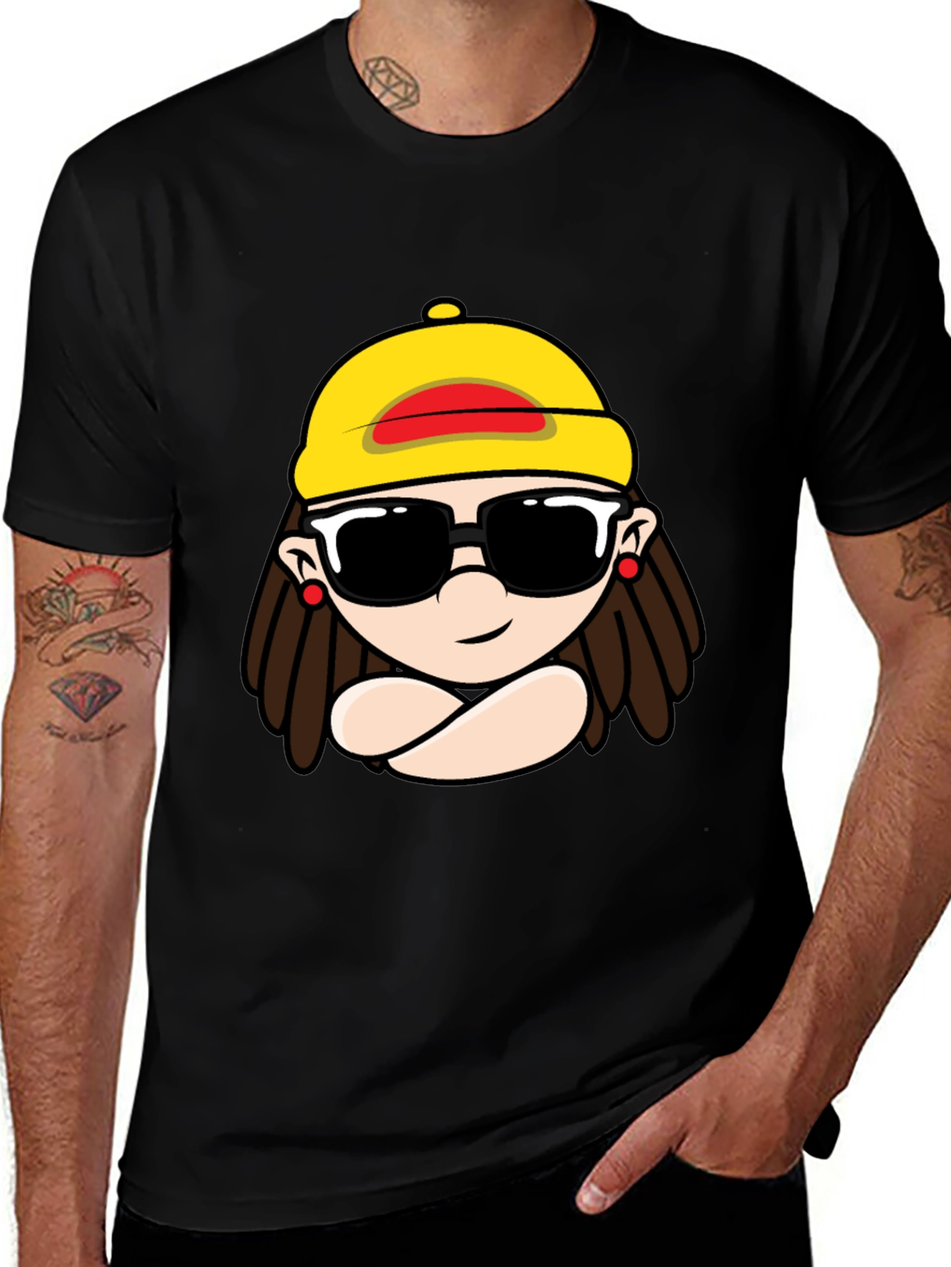 Variant 18 of Cool Cartoon Graphic Black T-Shirt