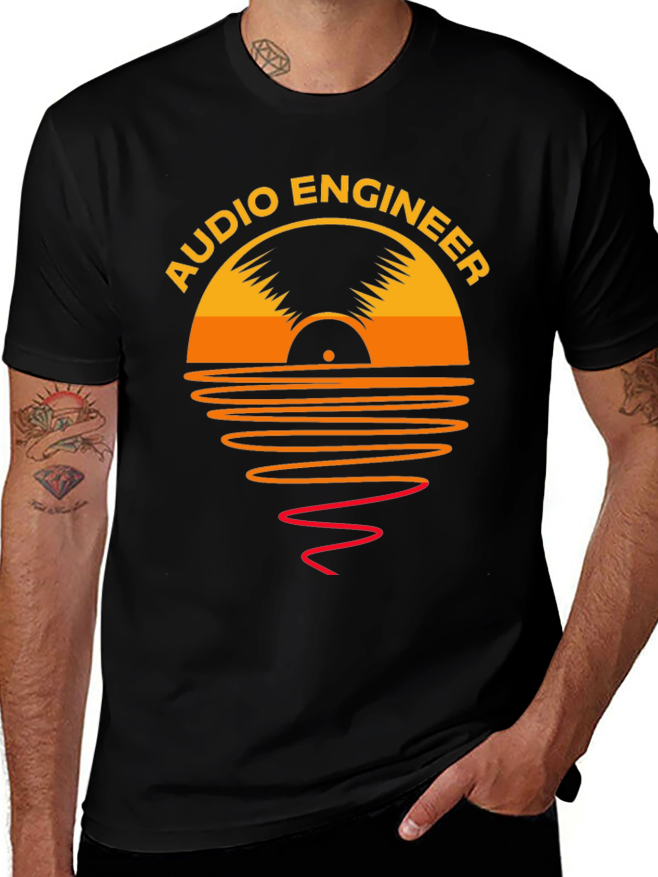 Audio Engineer Record Graphic T-Shirt - Black