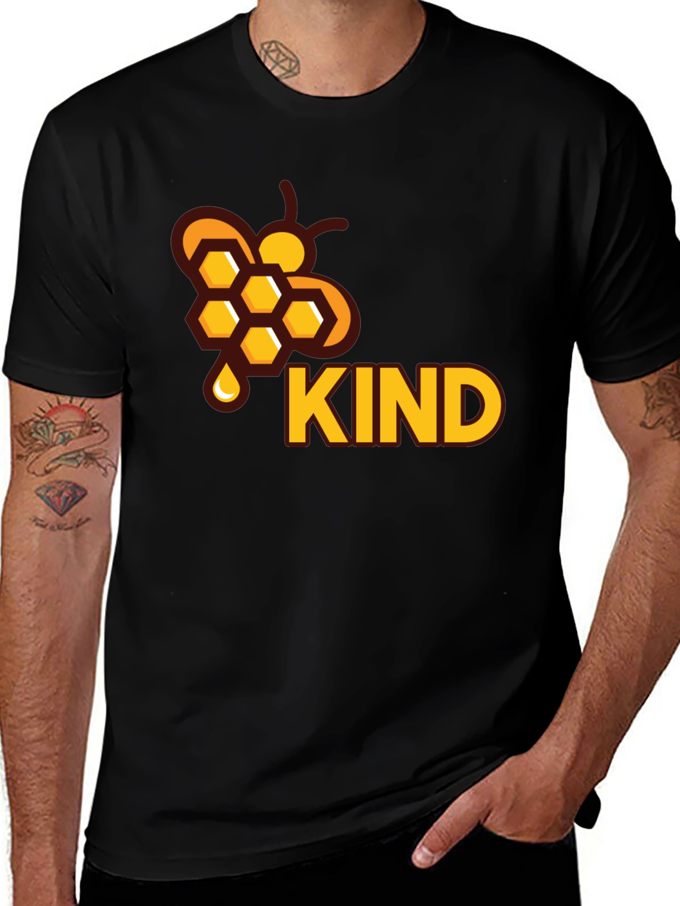 Bee Kind T-Shirt - Honeycomb Graphic Tee