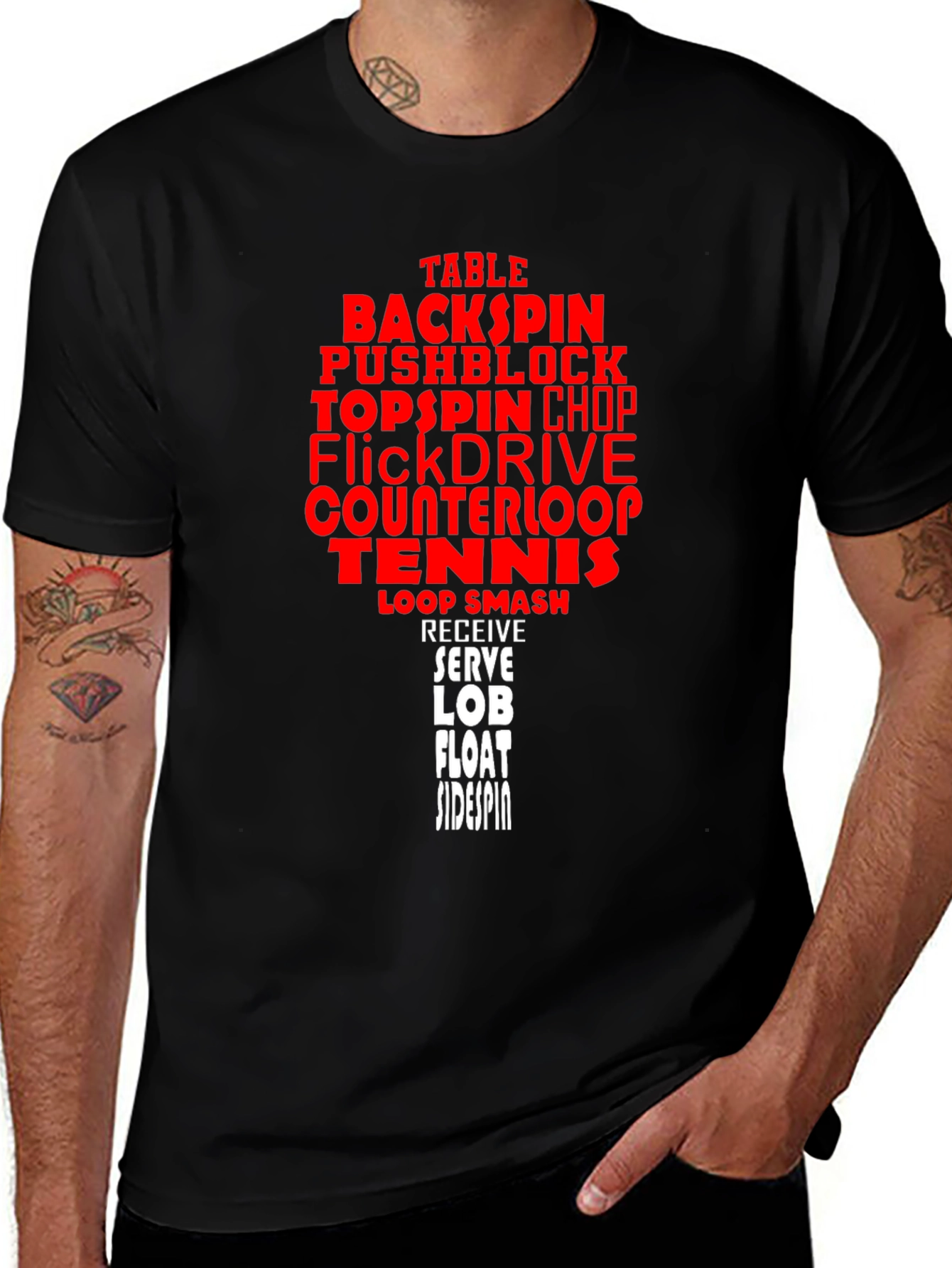 Variant 4 of Table Tennis Terms Graphic T-Shirt
