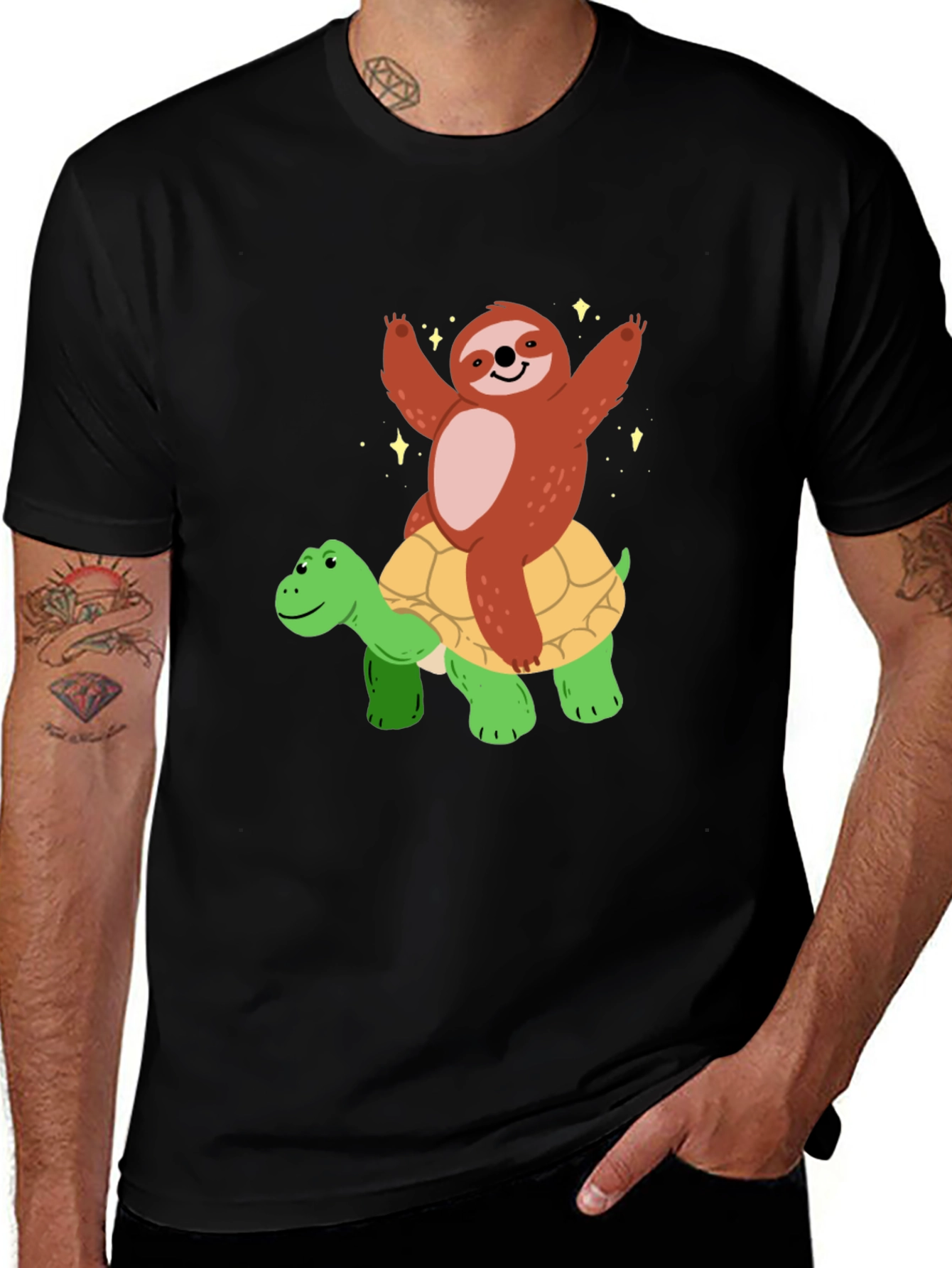 Variant 30 of Sloth Riding Turtle Graphic T-Shirt