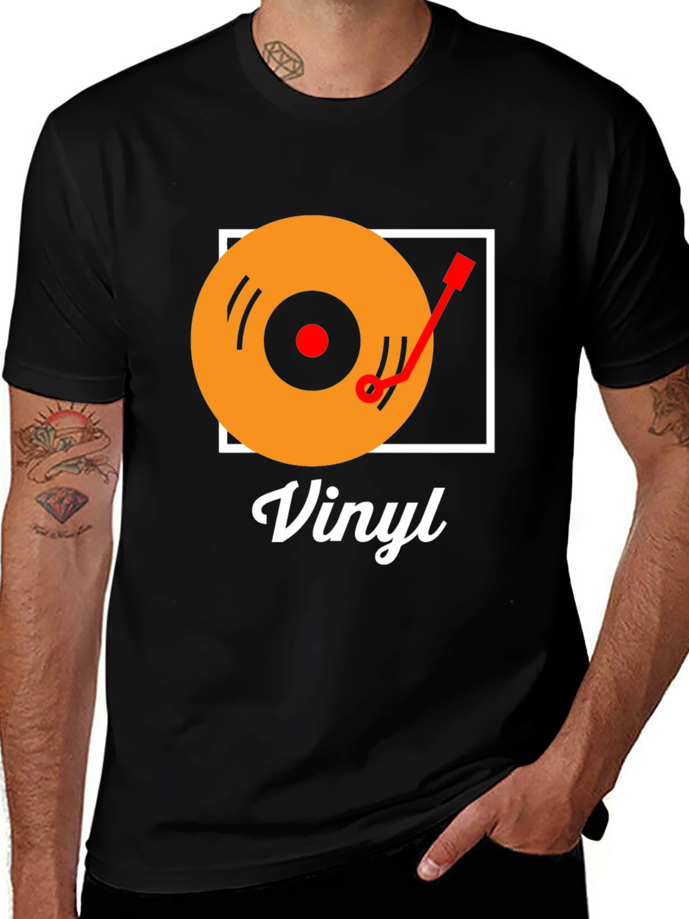 Variant 27 of Vinyl Record Player Graphic T-Shirt - Black