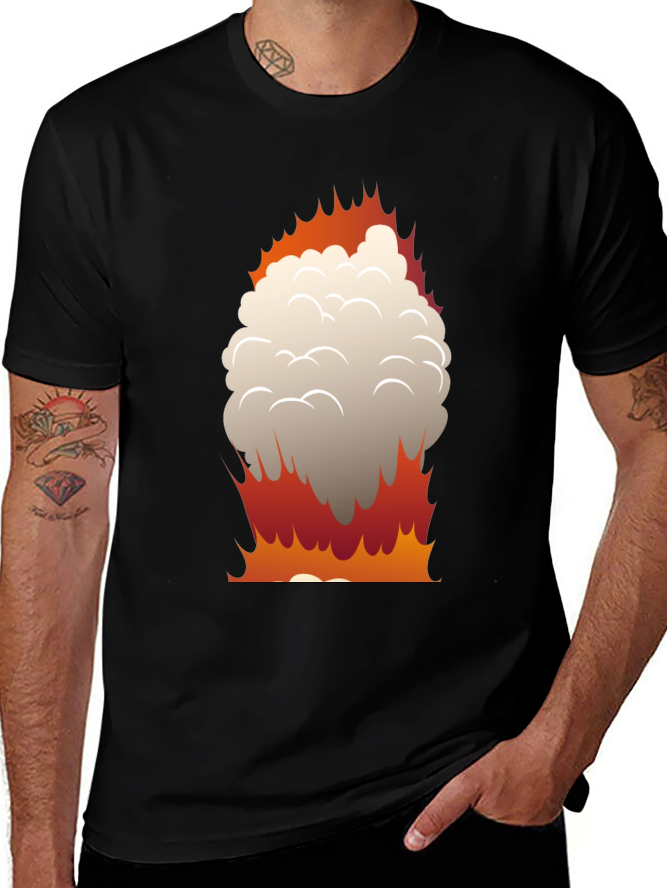 Variant 14 of Fiery Explosion Graphic Tee - Black Cotton T-Shirt