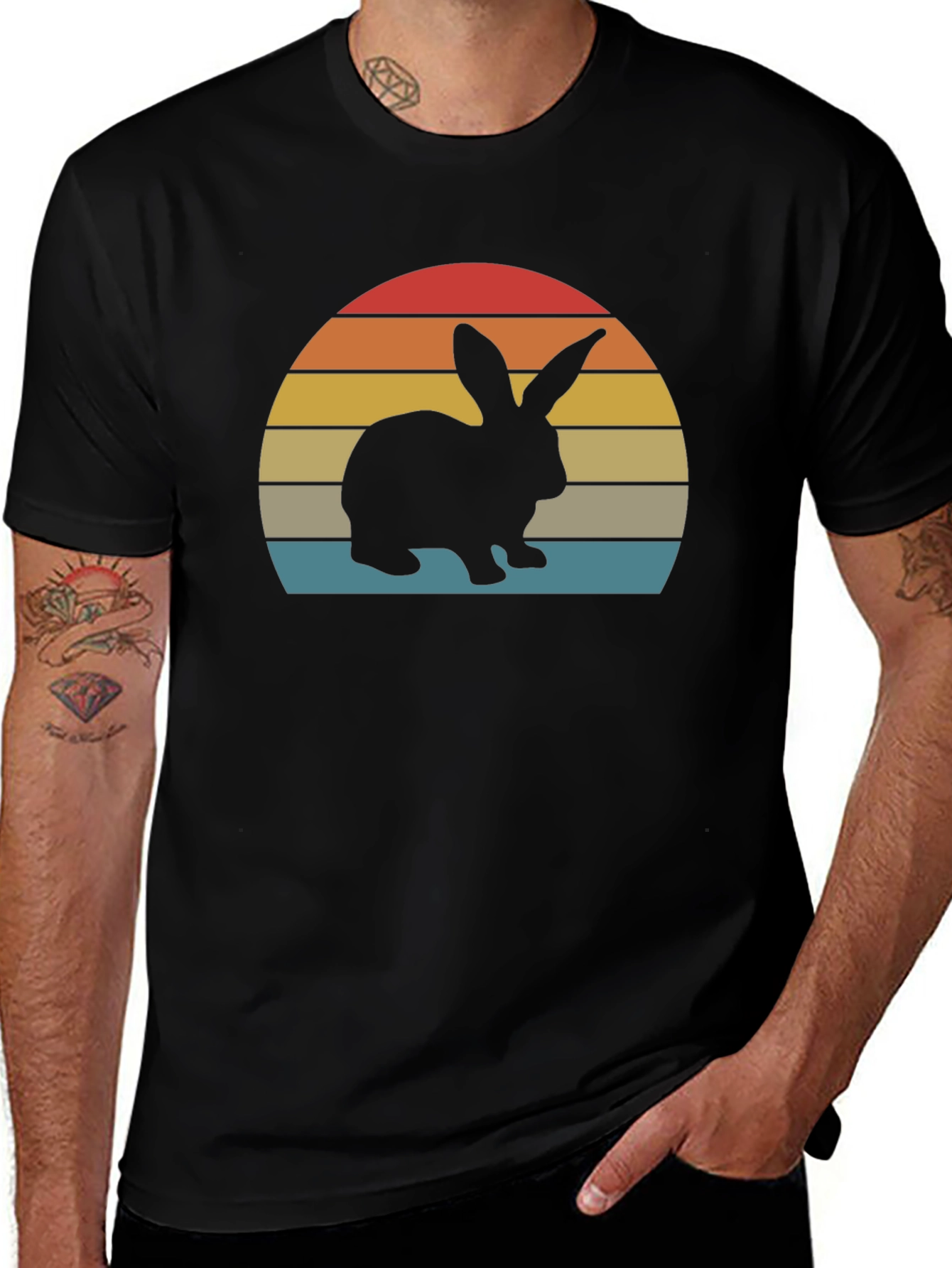Variant 27 of Retro Sunset Rabbit T-Shirt