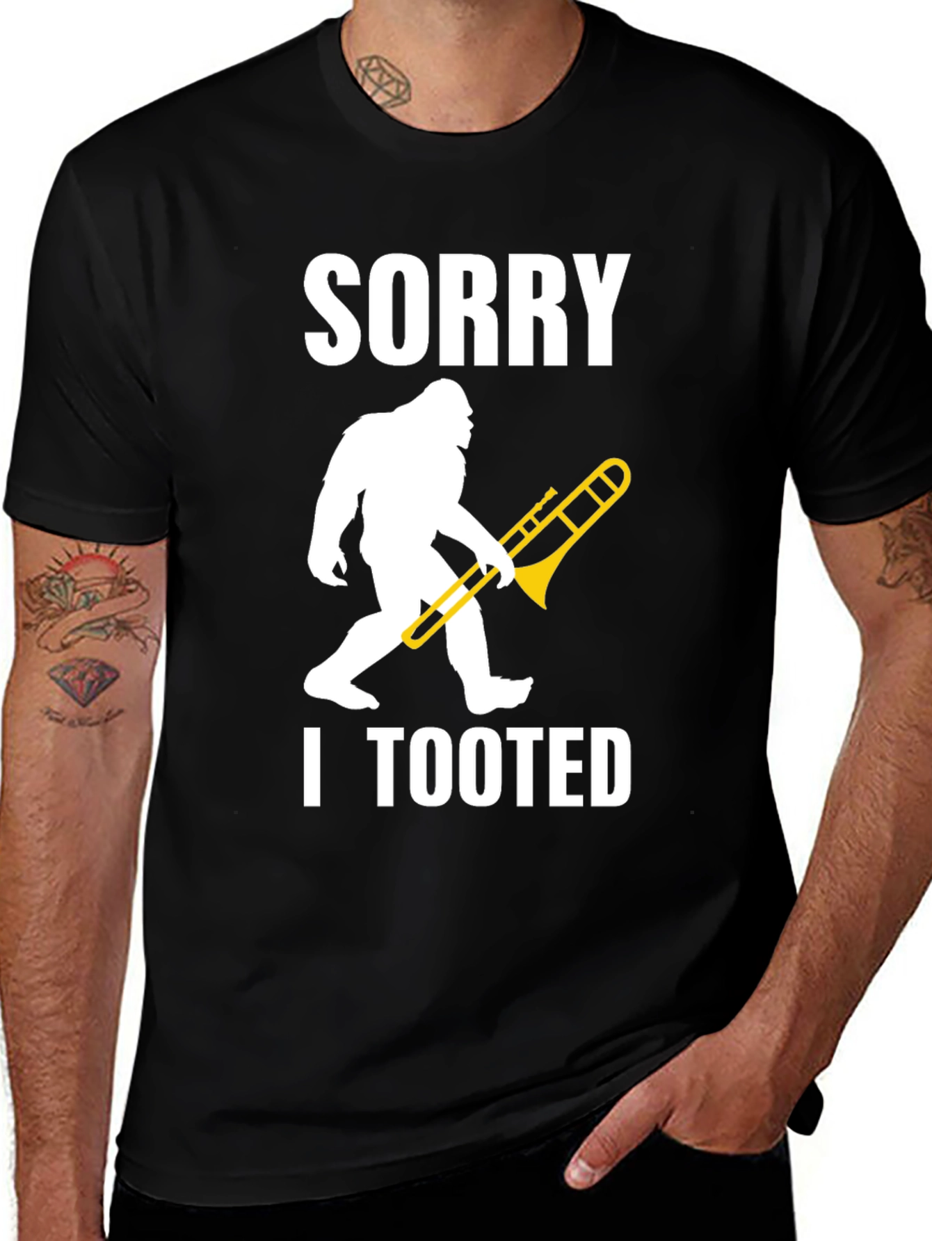 Variant 14 of Sorry I Tooted Sasquatch Trombone Graphic T-Shirt