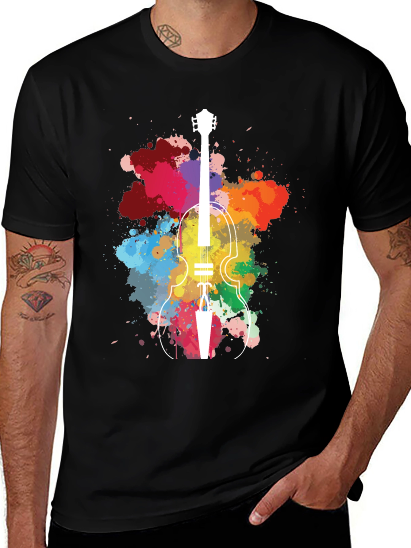Variant 30 of Colorful Violin Splatter T-Shirt