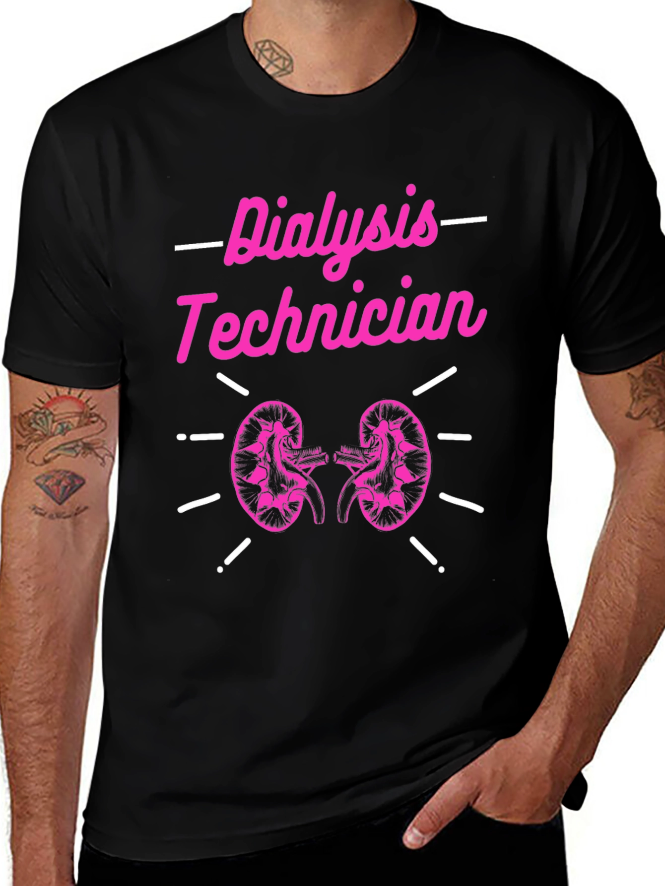Dialysis Technician Graphic T-Shirt, Pink Print