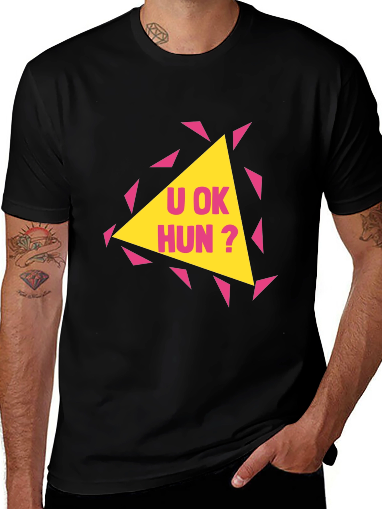 Black U OK Hun? Graphic Print T-Shirt main image