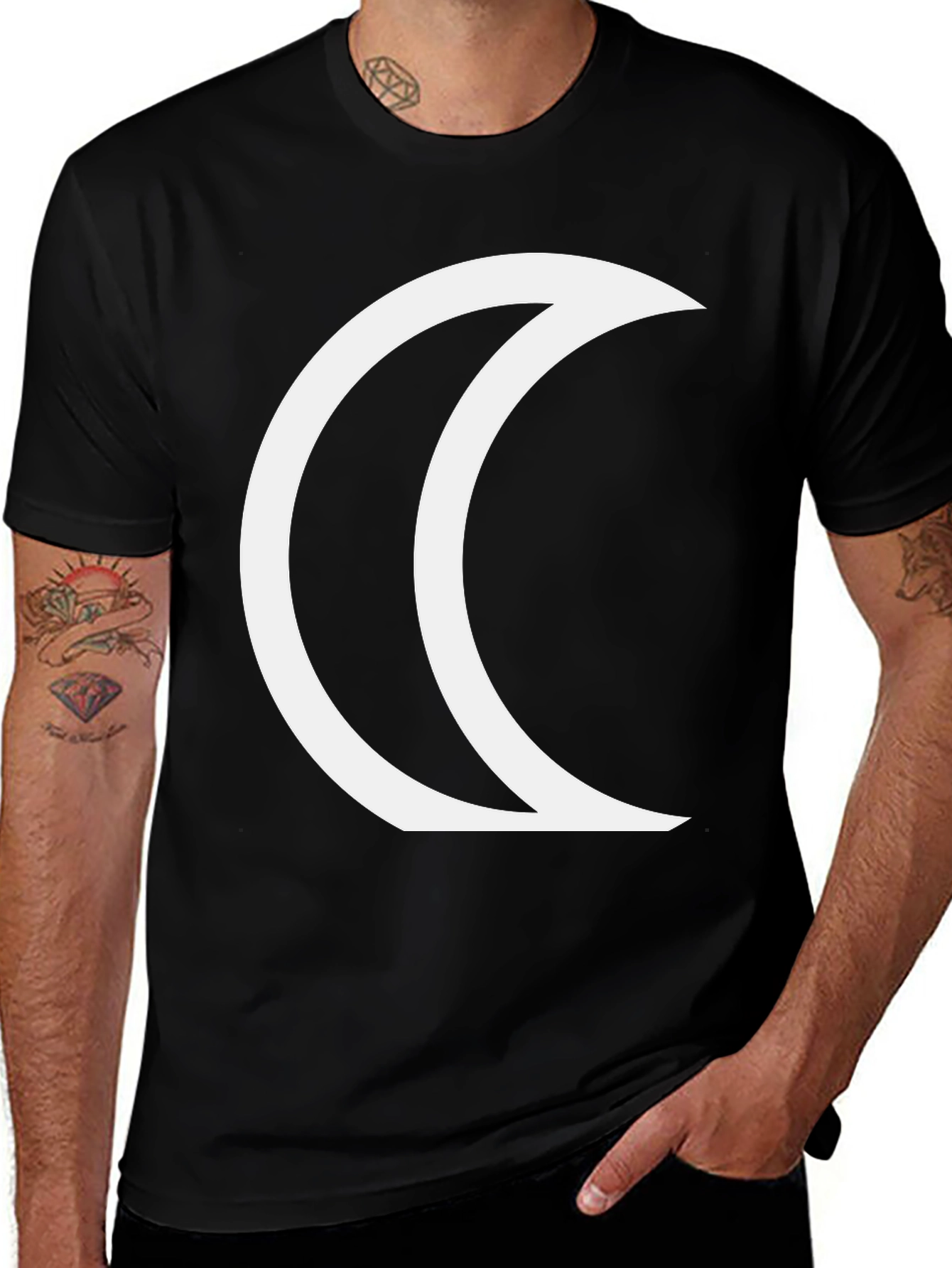 Variant 27 of Crescent Moon Graphic Black T-Shirt