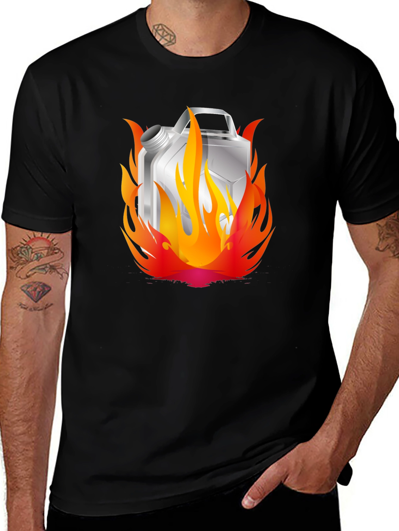 Black Burning Gas Can T-Shirt - Cool Graphic Tee main image