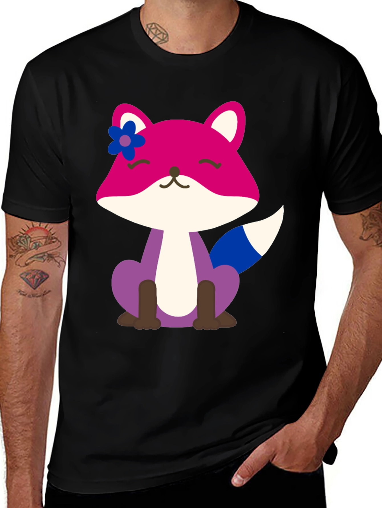 Variant 16 of Cute Fox Bi Pride T-Shirt - Soft Cotton Blend