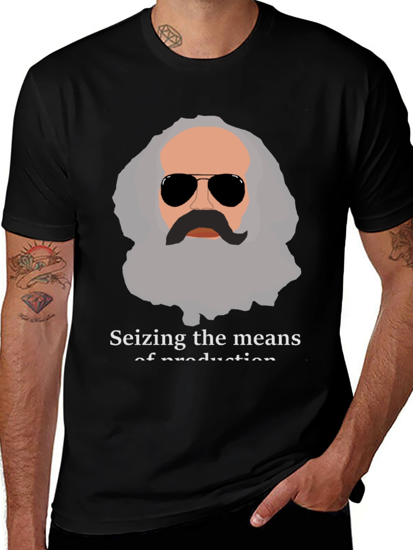 Variant 8 of Seizing the Means T-Shirt - Karl Marx Parody Tee