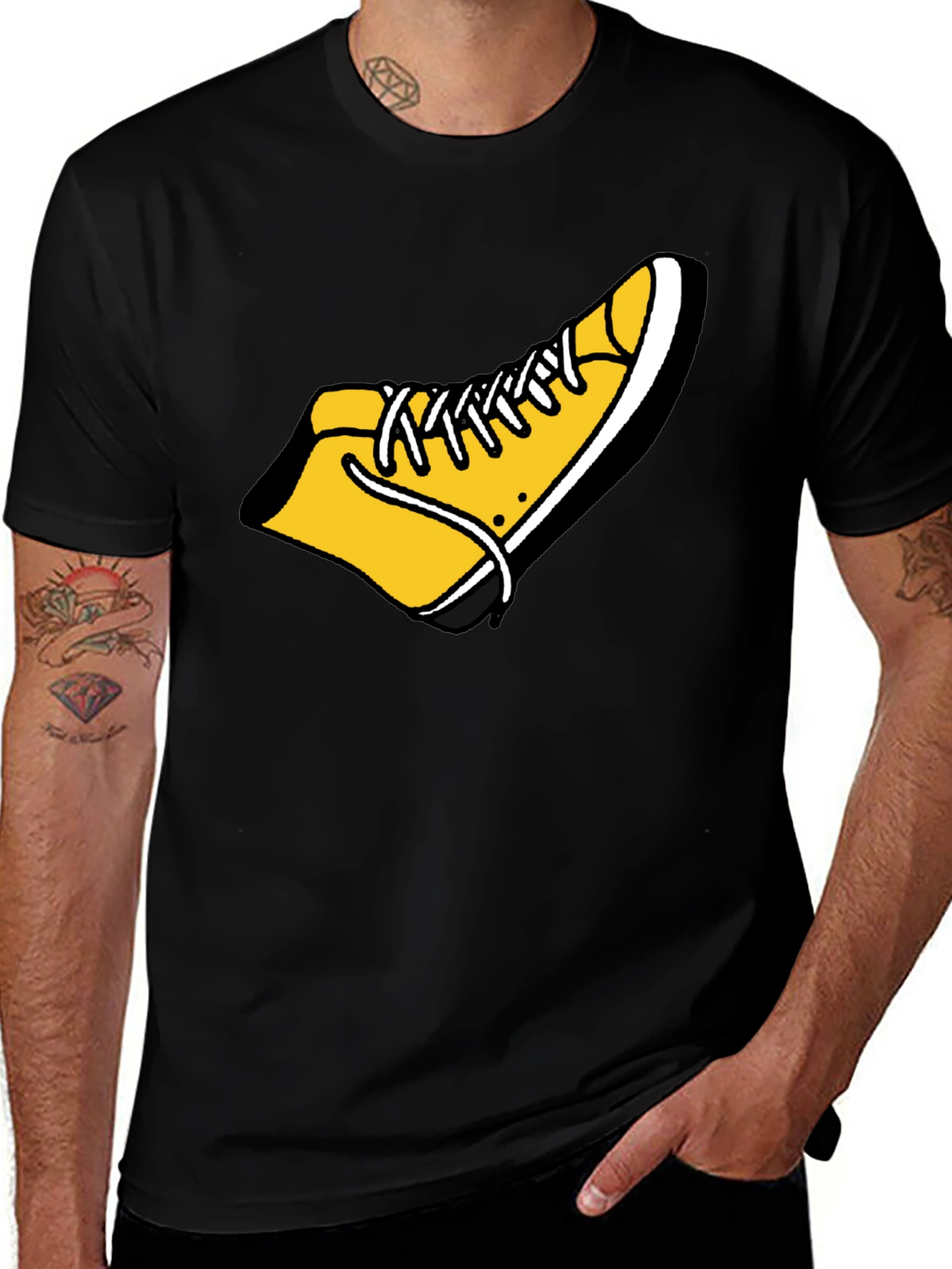 Variant 15 of Shoe Graphic Tee - Funky Black Cotton T-Shirt