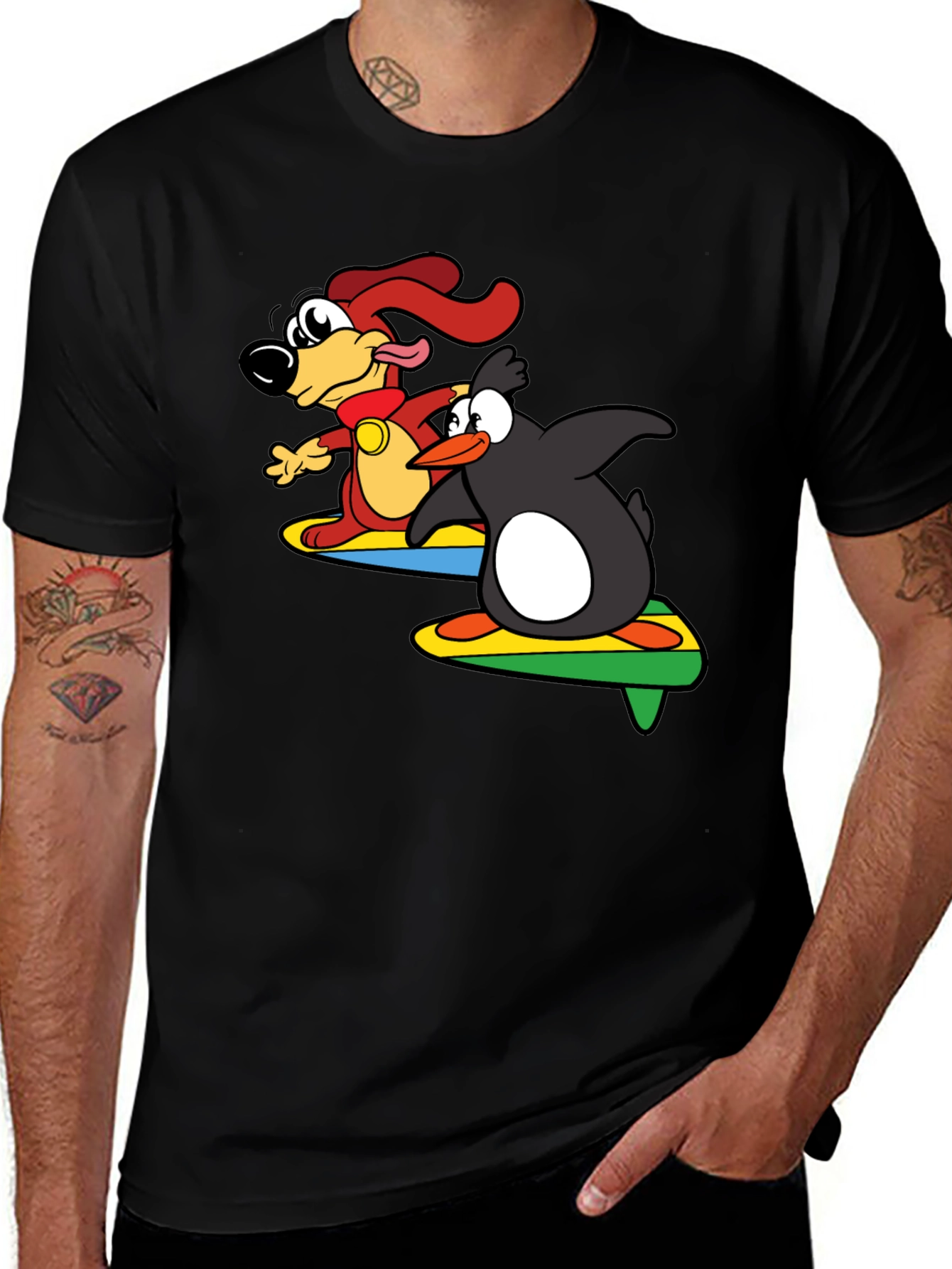 Variant 10 of Dog & Penguin Surf T-Shirt - Black Cotton Tee