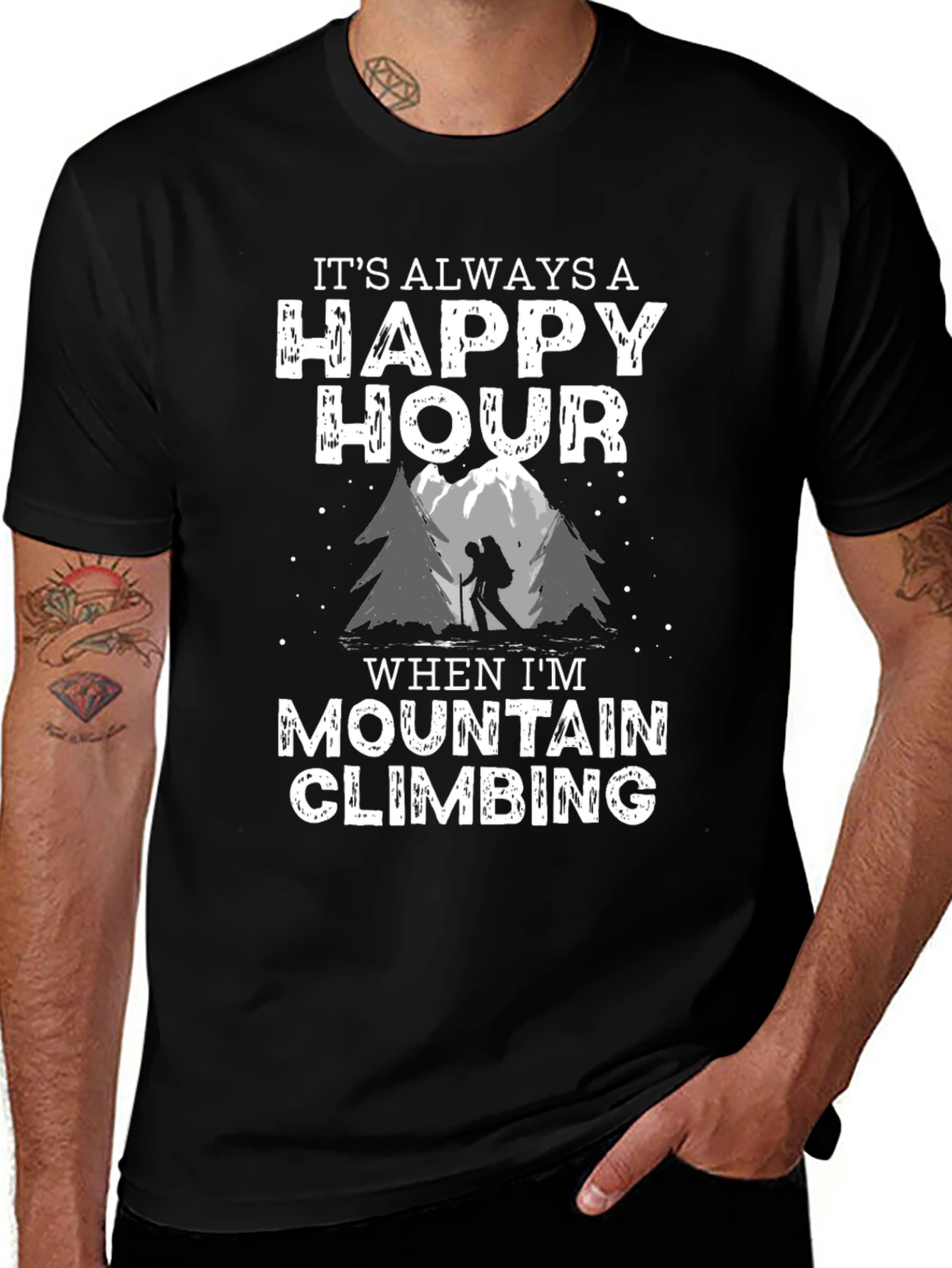 Variant 9 of Happy Hour Mountain Climbing Black T-Shirt