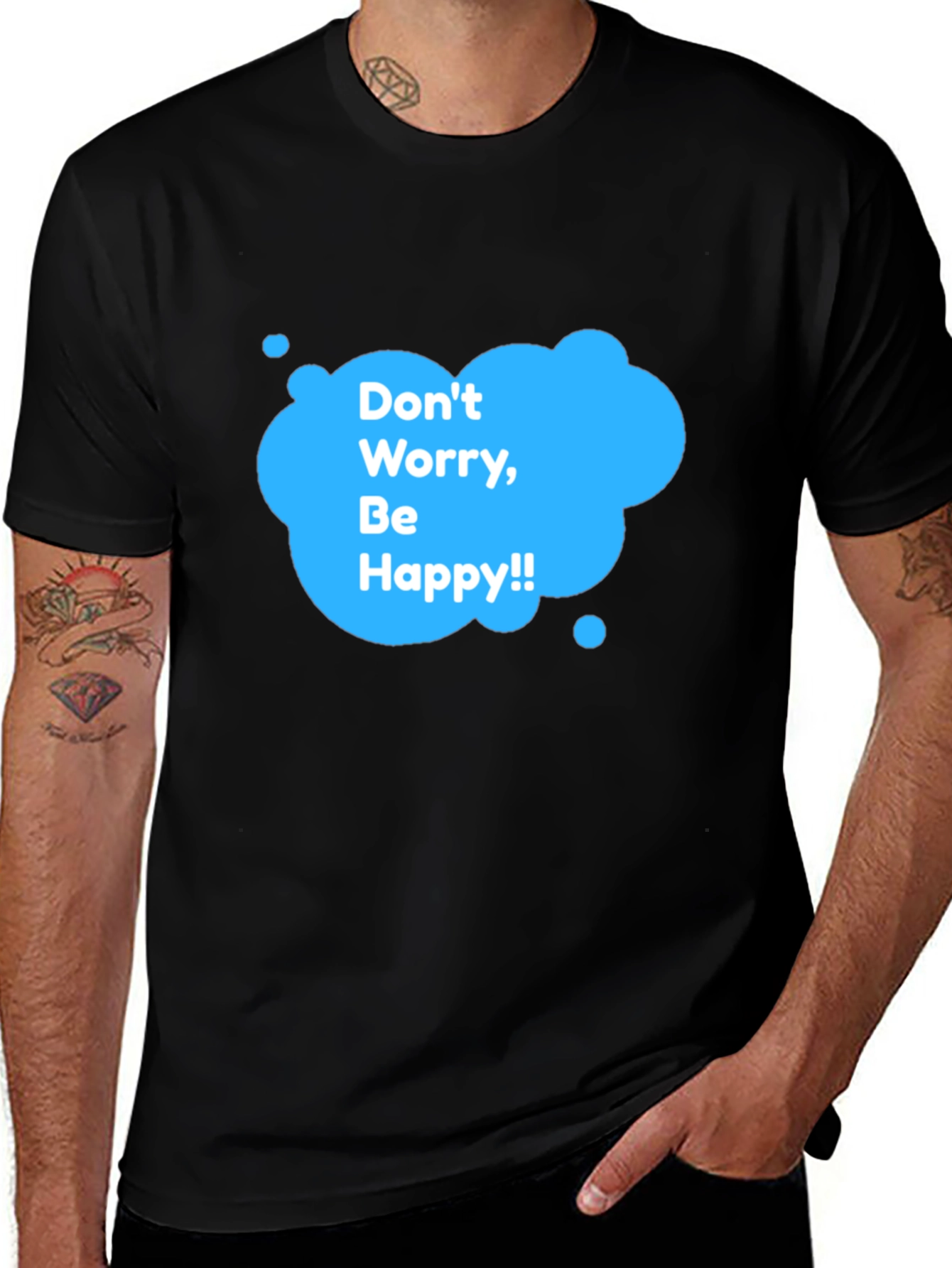 Variant 21 of Don't Worry Be Happy T-Shirt - Black Casual Tee
