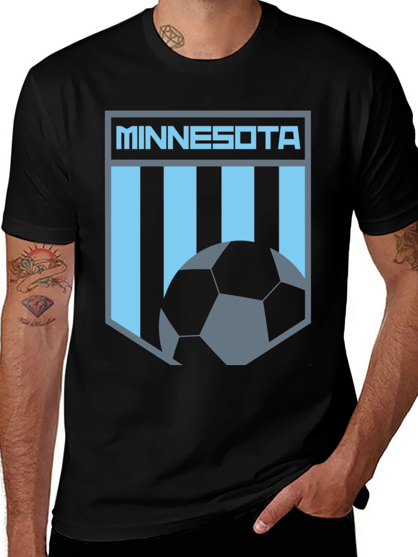 Variant 26 of Minnesota Soccer Graphic Tee - Black Cotton T-Shirt