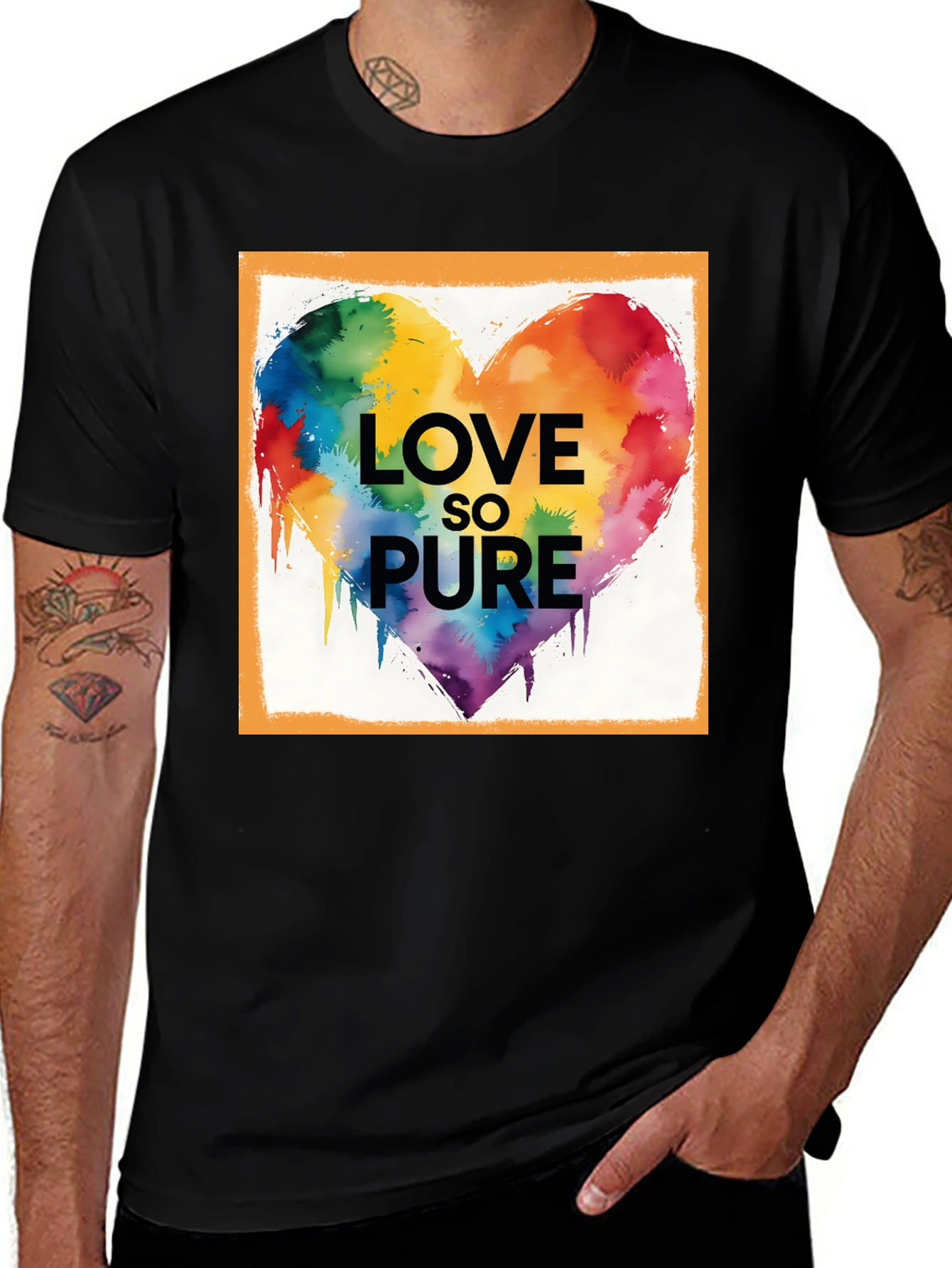 Variant 4 of Love So Pure T-Shirt - Rainbow Heart Design