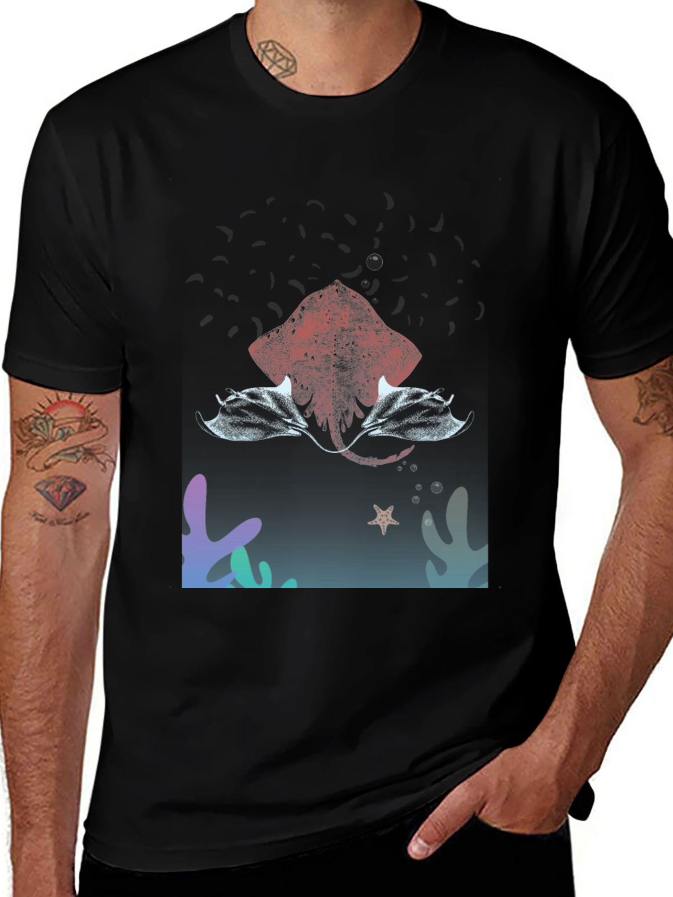 Variant 23 of Black T-Shirt with Stingray Graphic