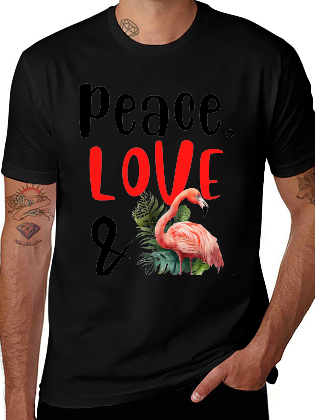Peace Love Flamingo Graphic T-Shirt