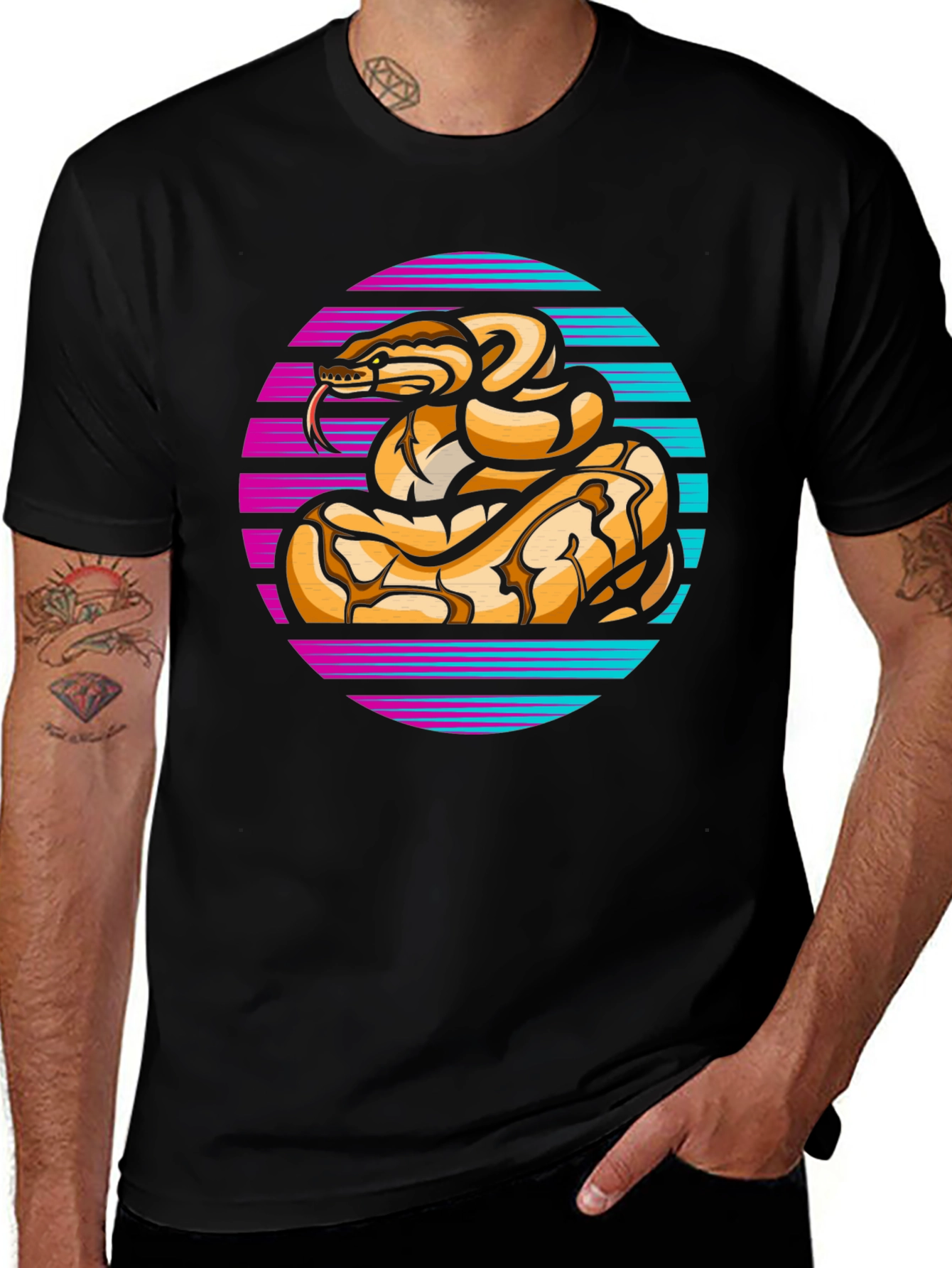Variant 8 of Retro Snake Graphic T-Shirt - Bold Animal Design