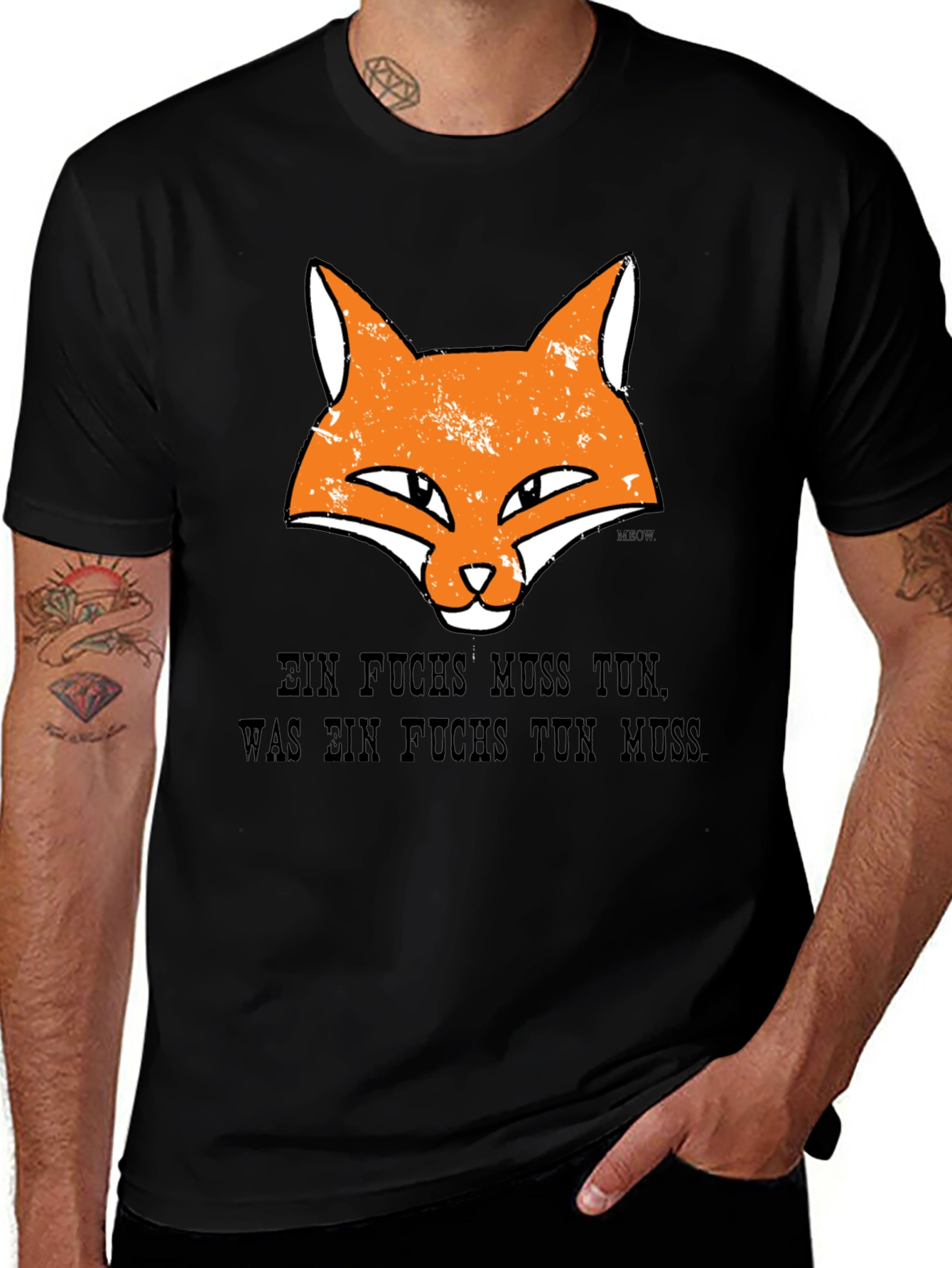 Variant 9 of Fox Graphic Tee - Ein Fuchs Muss Tun Men's Black T-Shirt