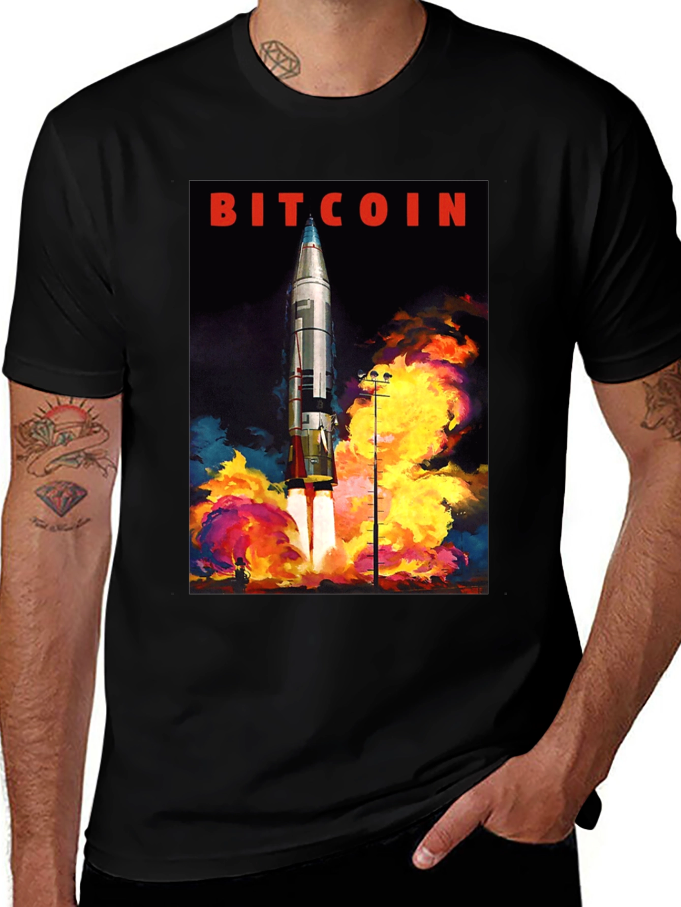 Variant 23 of Bitcoin Rocket Launch Graphic T-Shirt