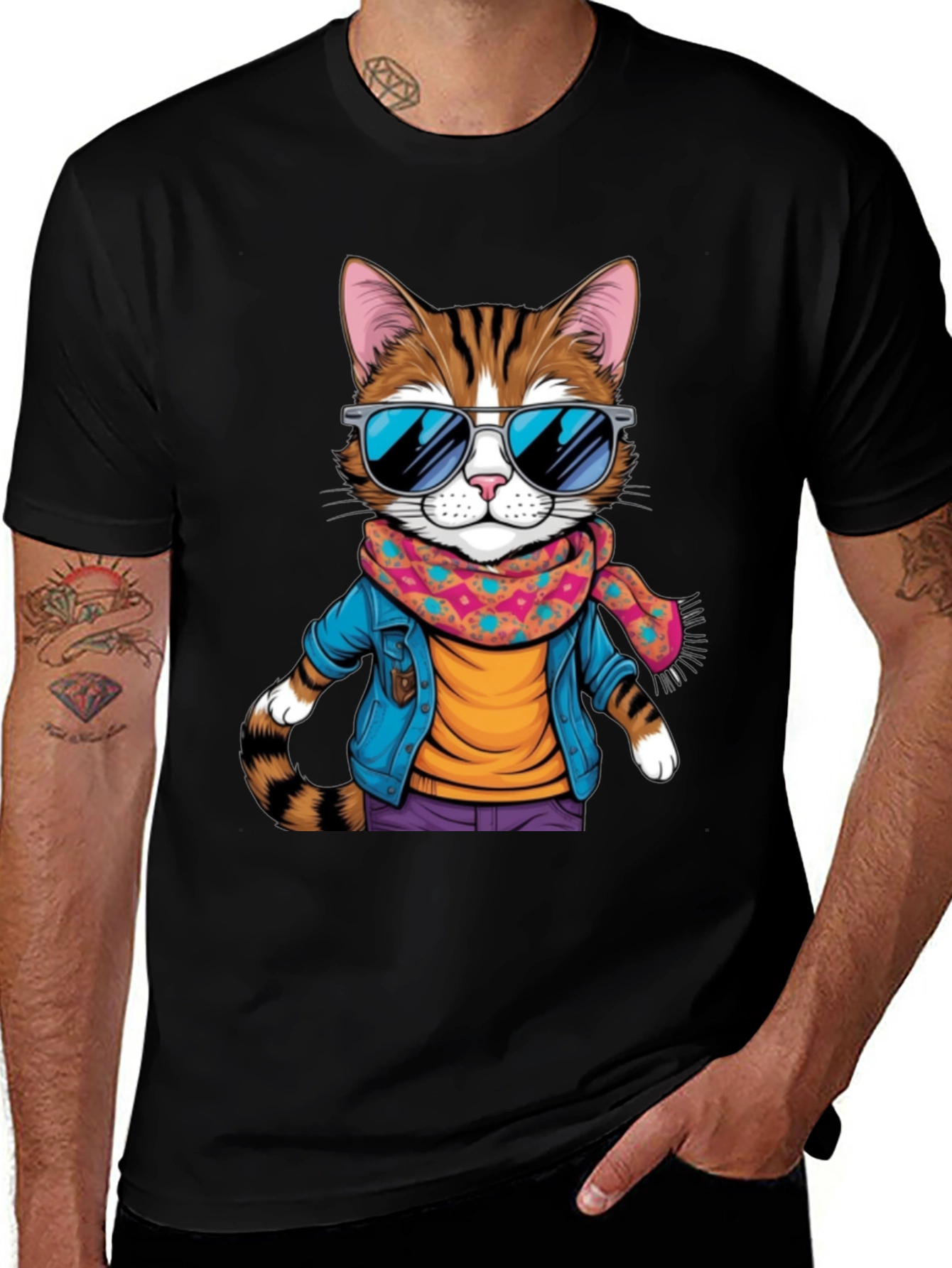 Variant 8 of Cool Cat Graphic Tee - Unisex T-Shirt