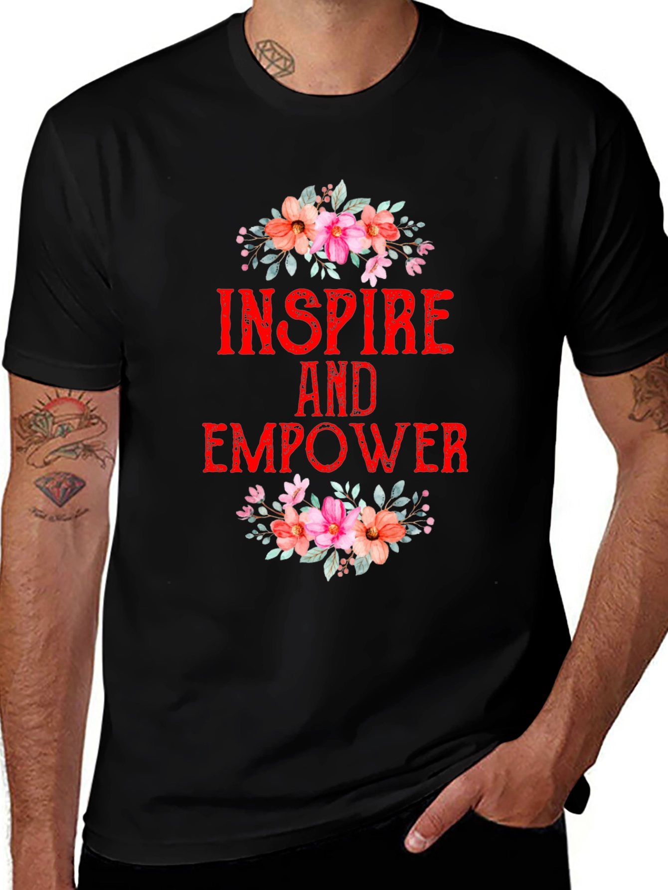 Variant 25 of Inspire and Empower Floral Graphic T-Shirt - Black
