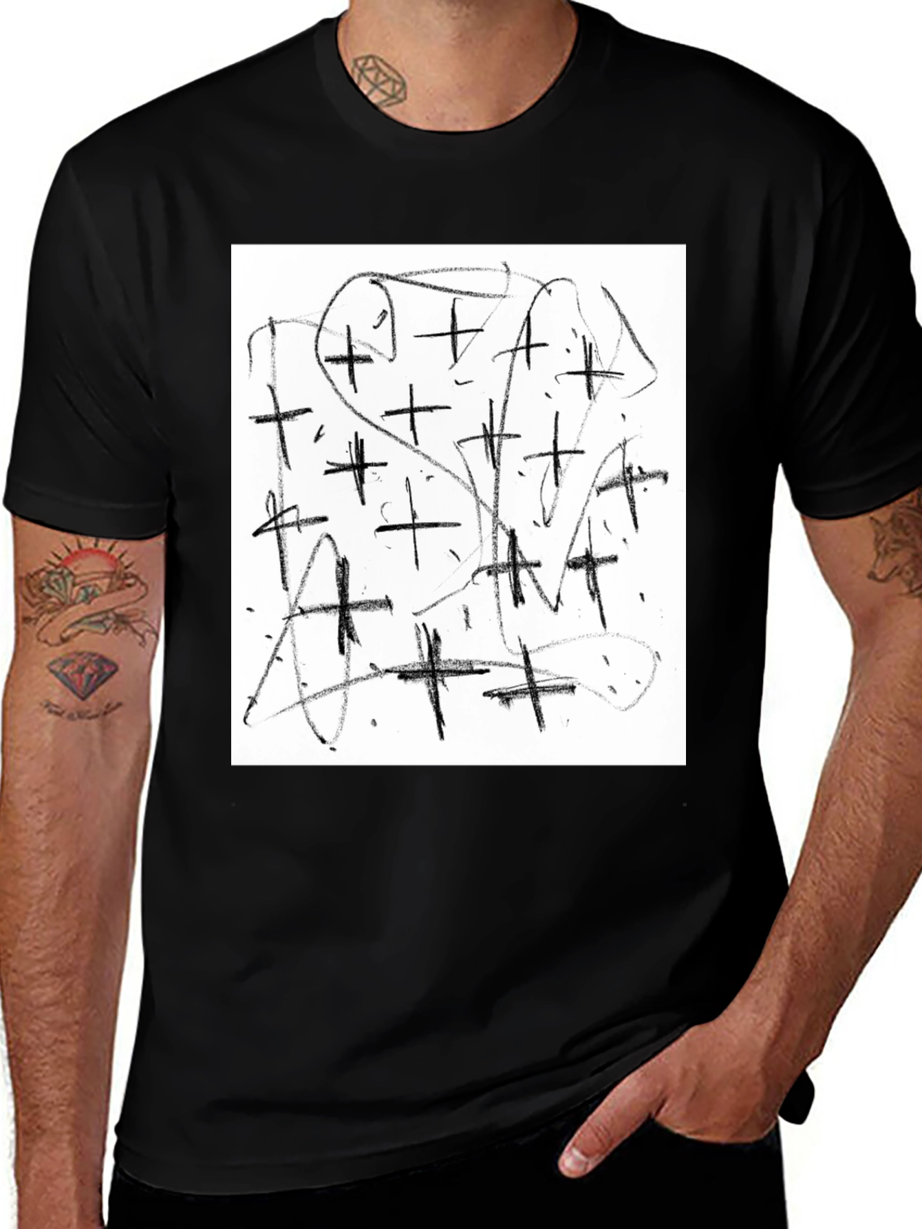 Variant 17 of Abstract Graphic Print Black T-Shirt