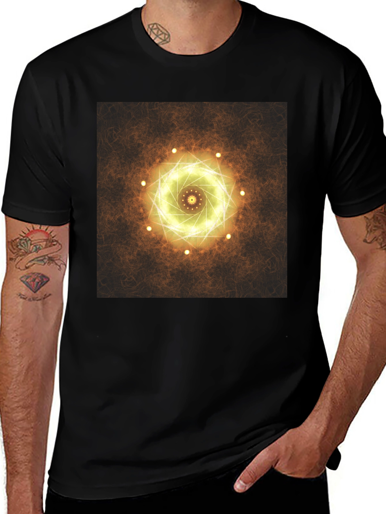 Variant 8 of Geometric Light Design Black T-Shirt