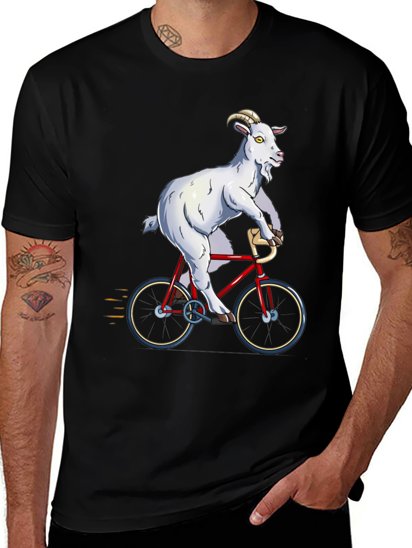 Variant 12 of Goat Riding Bicycle Graphic T-Shirt