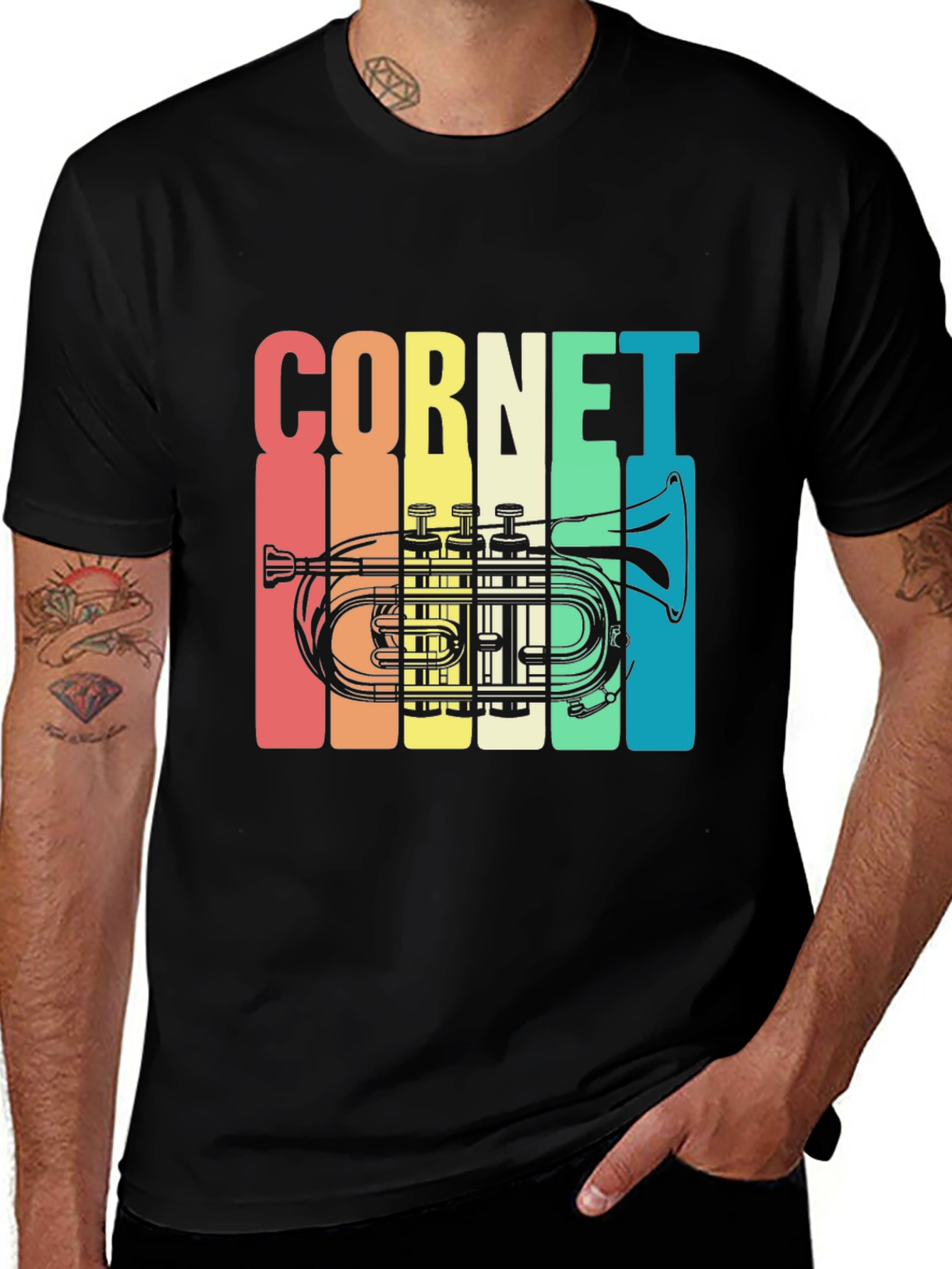 Variant 3 of Vintage Cornet T-Shirt - Retro Musical Instrument Tee
