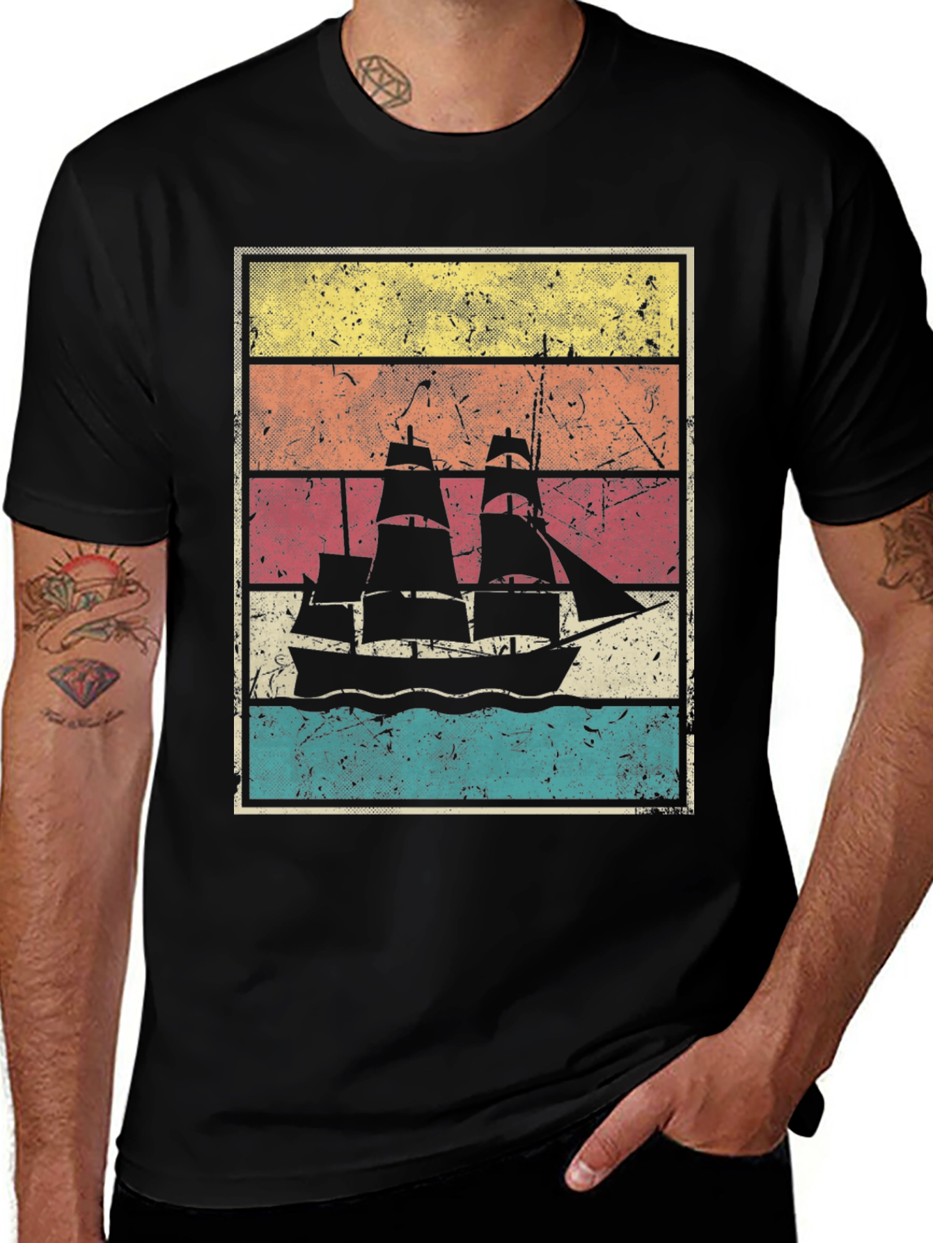Variant 15 of Vintage Ship Graphic T-Shirt - Retro Nautical Style