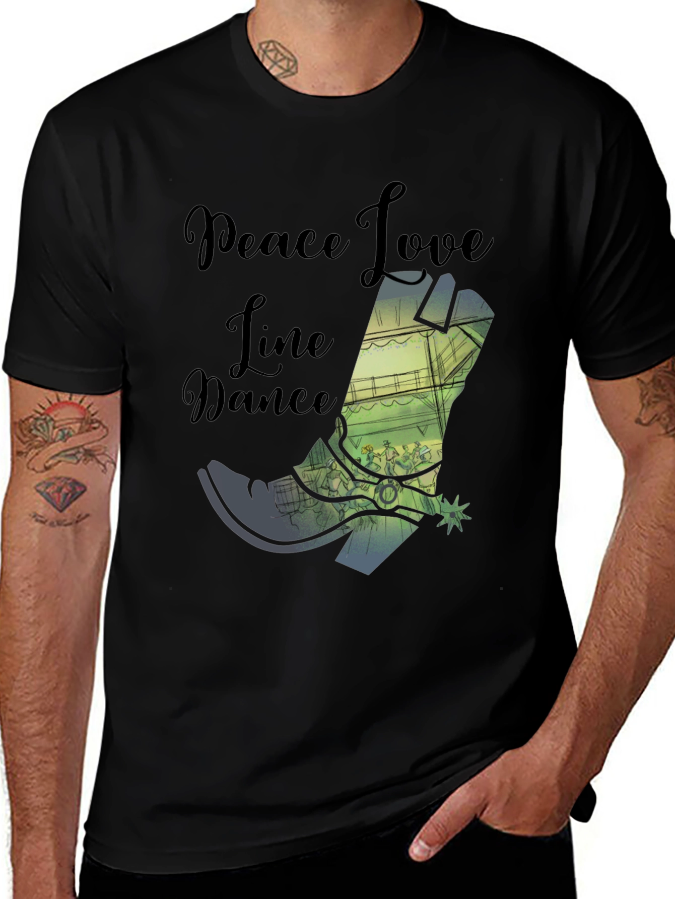 Variant 9 of Peace Love Line Dance Tee - Western Style