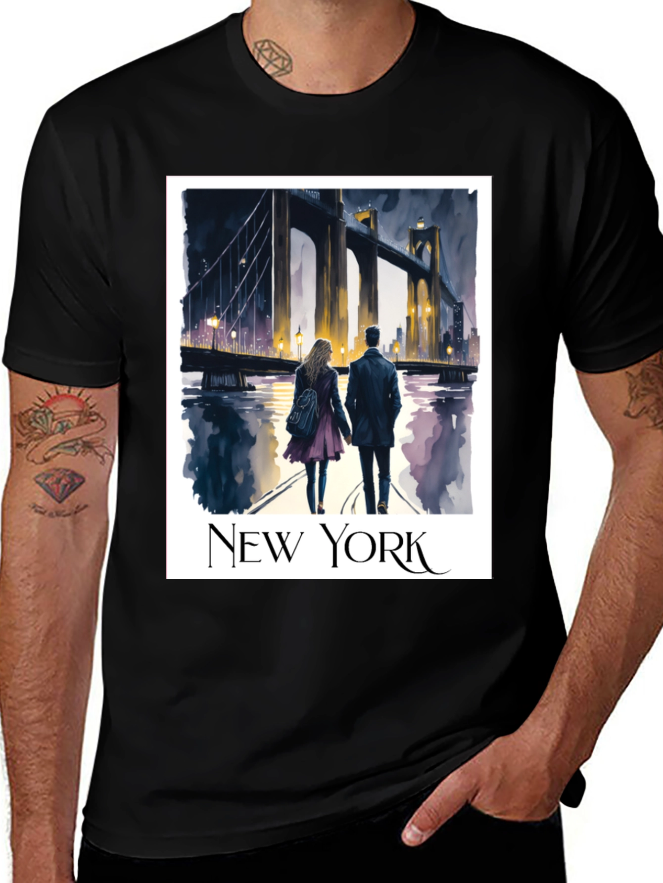 Variant 26 of New York Bridge Couple Graphic T-Shirt