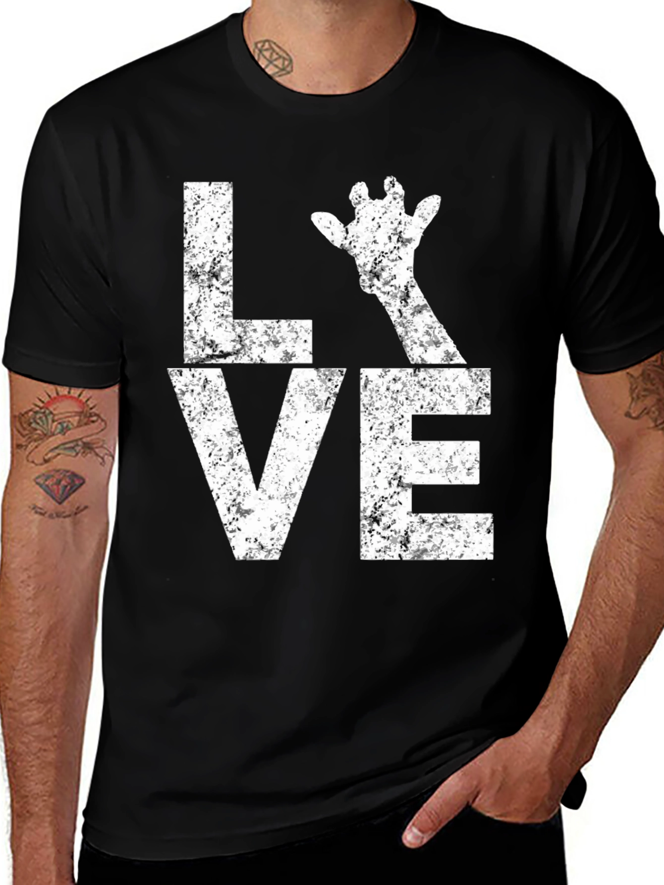 Variant 11 of Love Giraffe Print T-Shirt - Unique Design