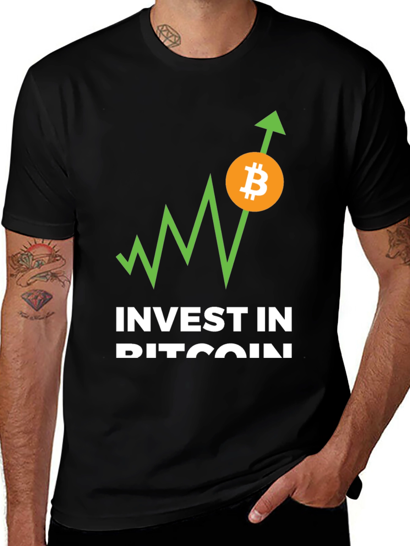 Invest in Bitcoin Black Tee - Crypto Currency Trend T-Shirt