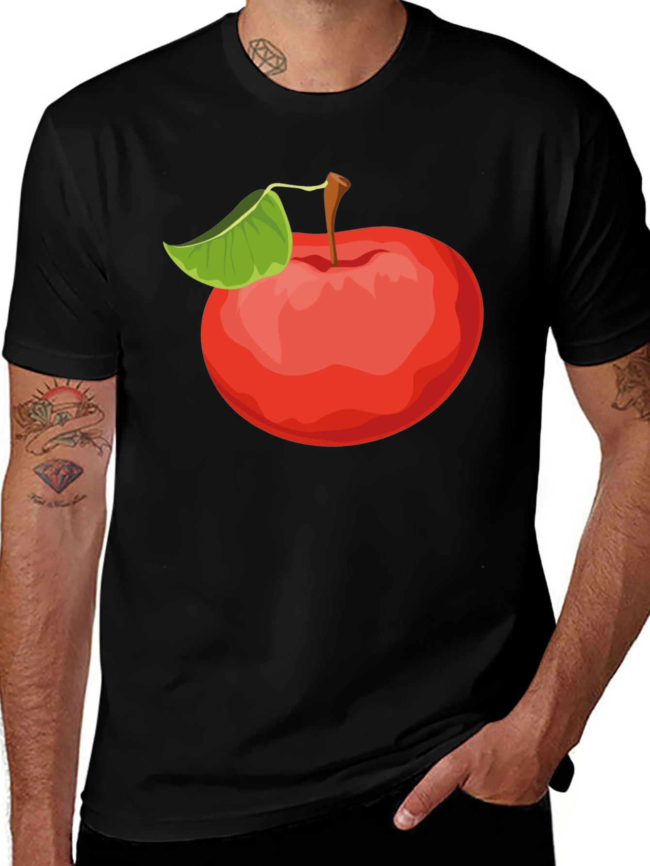 Variant 25 of Red Apple Graphic Black T-Shirt