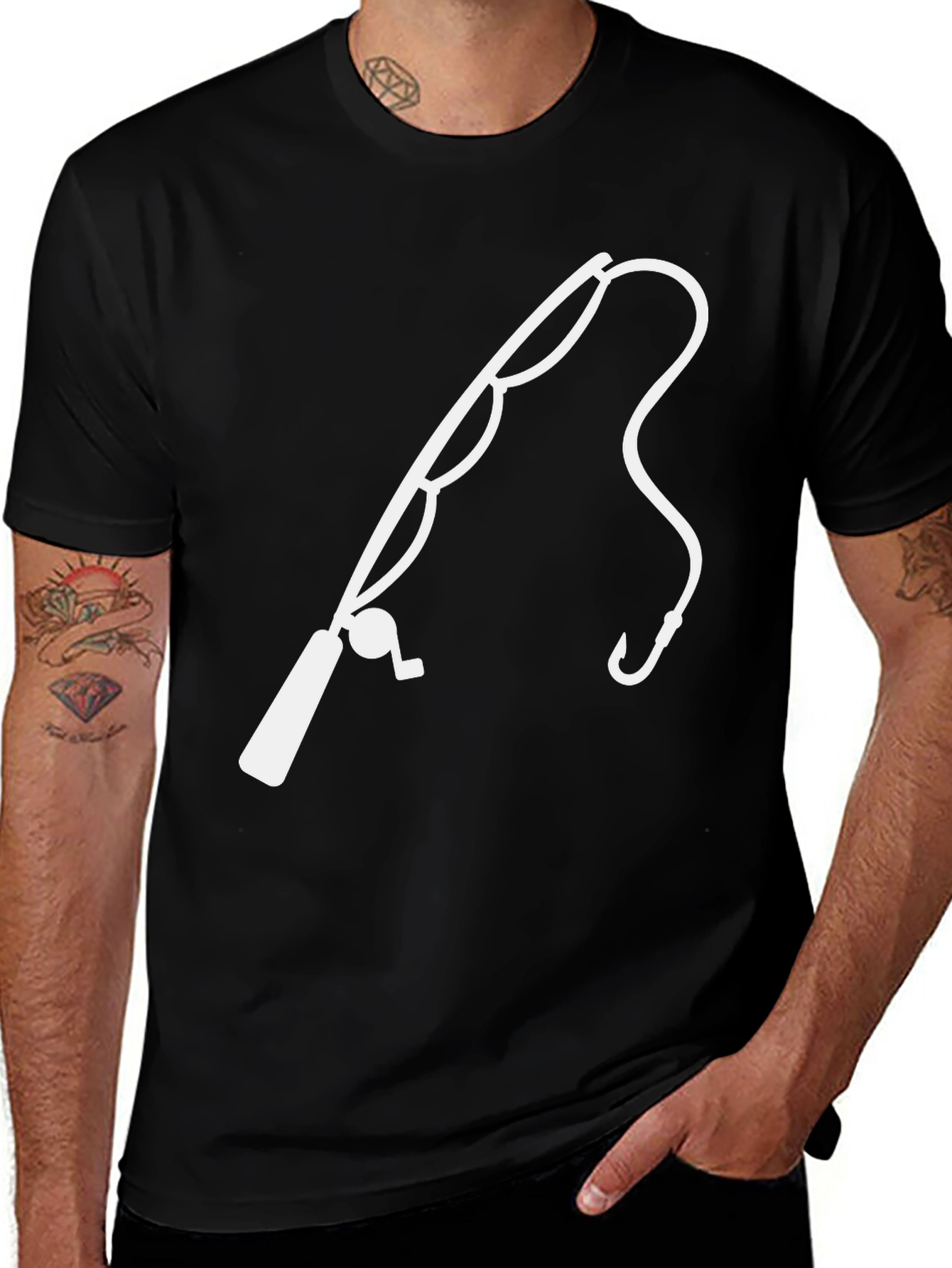 Black Fishing Pole Graphic Tee - Black main image