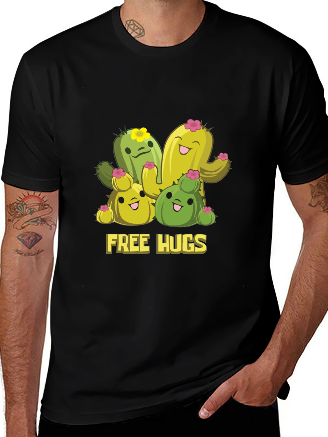 Variant 30 of Cute Cactus Free Hugs Graphic T-Shirt